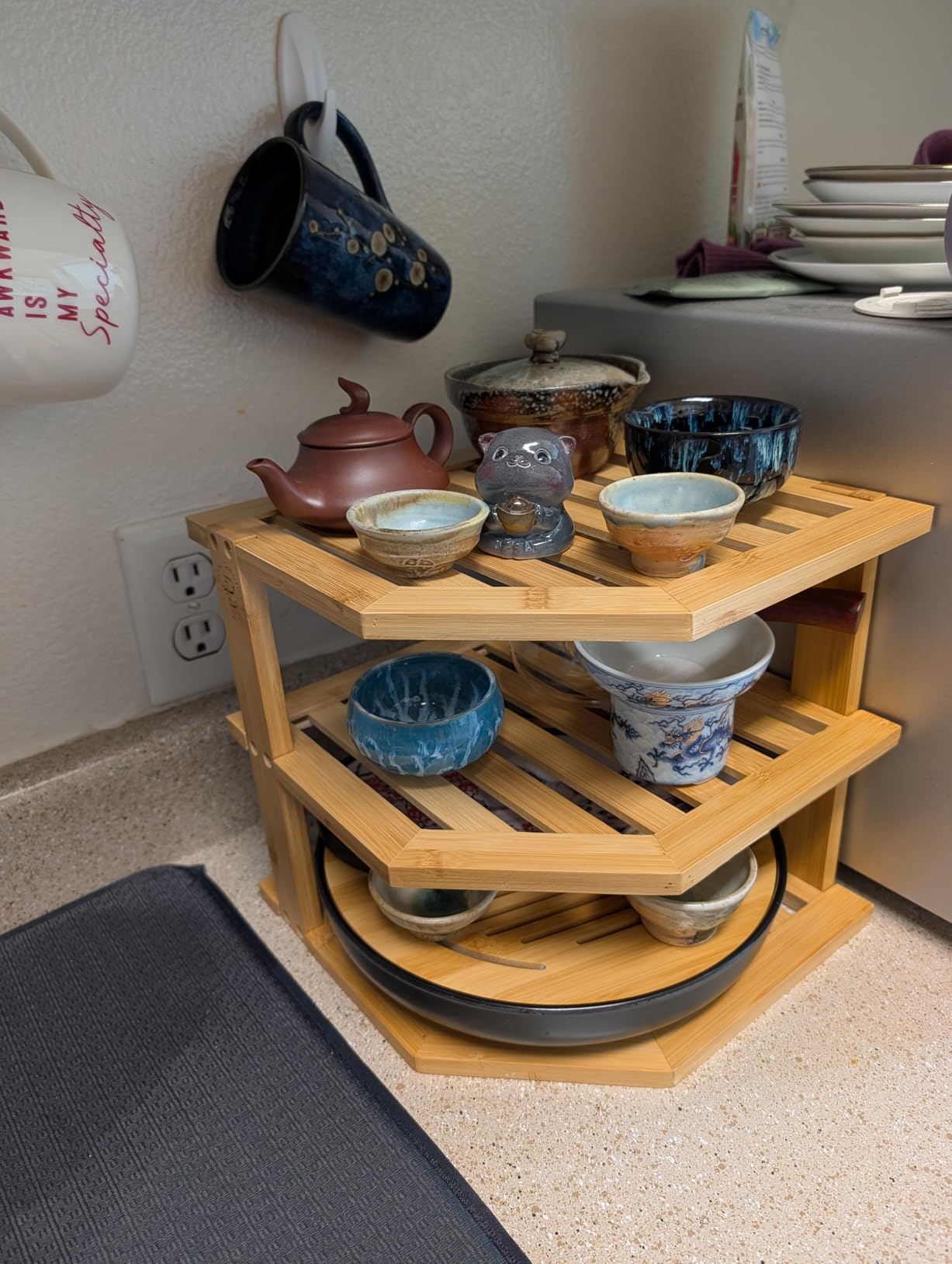 Bambüsi Kitchen Cabinet Organizer 3-Tier Corner Shelf Storage Rack, Bamboo customer photo 2