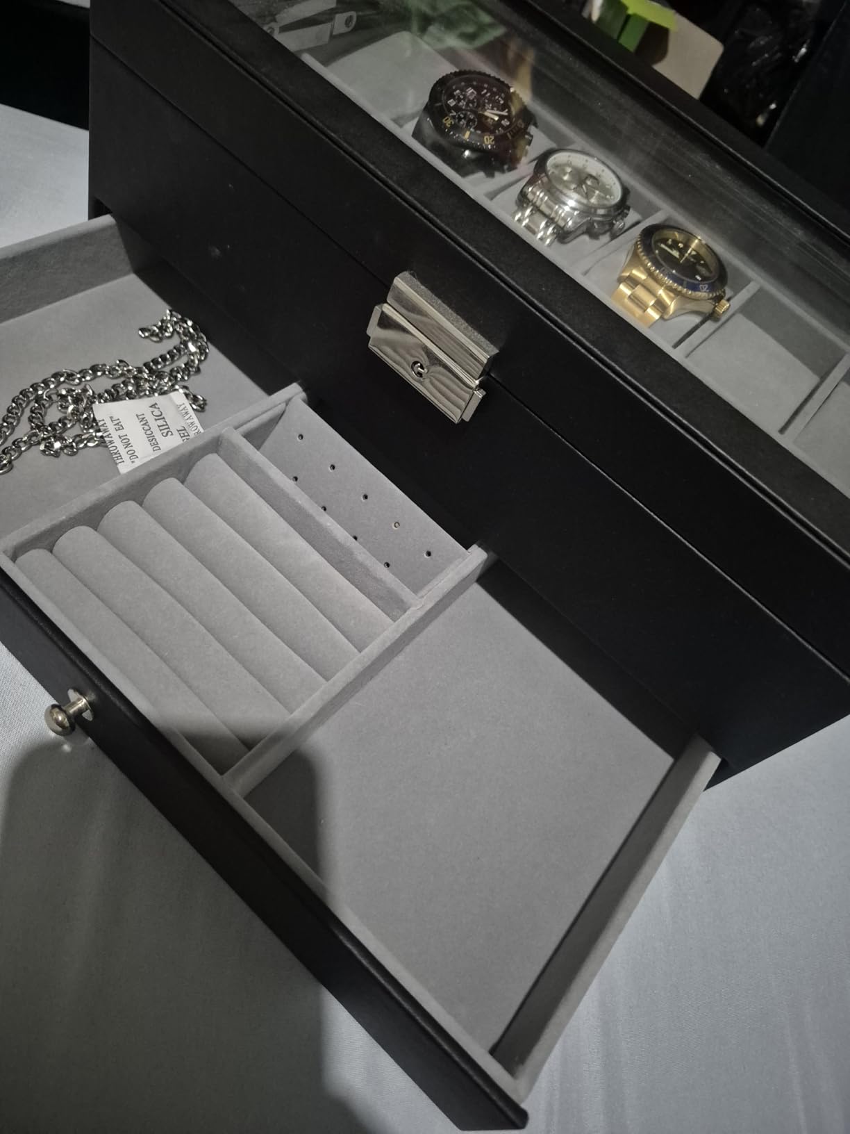 GUKA 12-Slot Watch Box Organizer with Glass Lid, 2-Tier Leather Case customer photo 2
