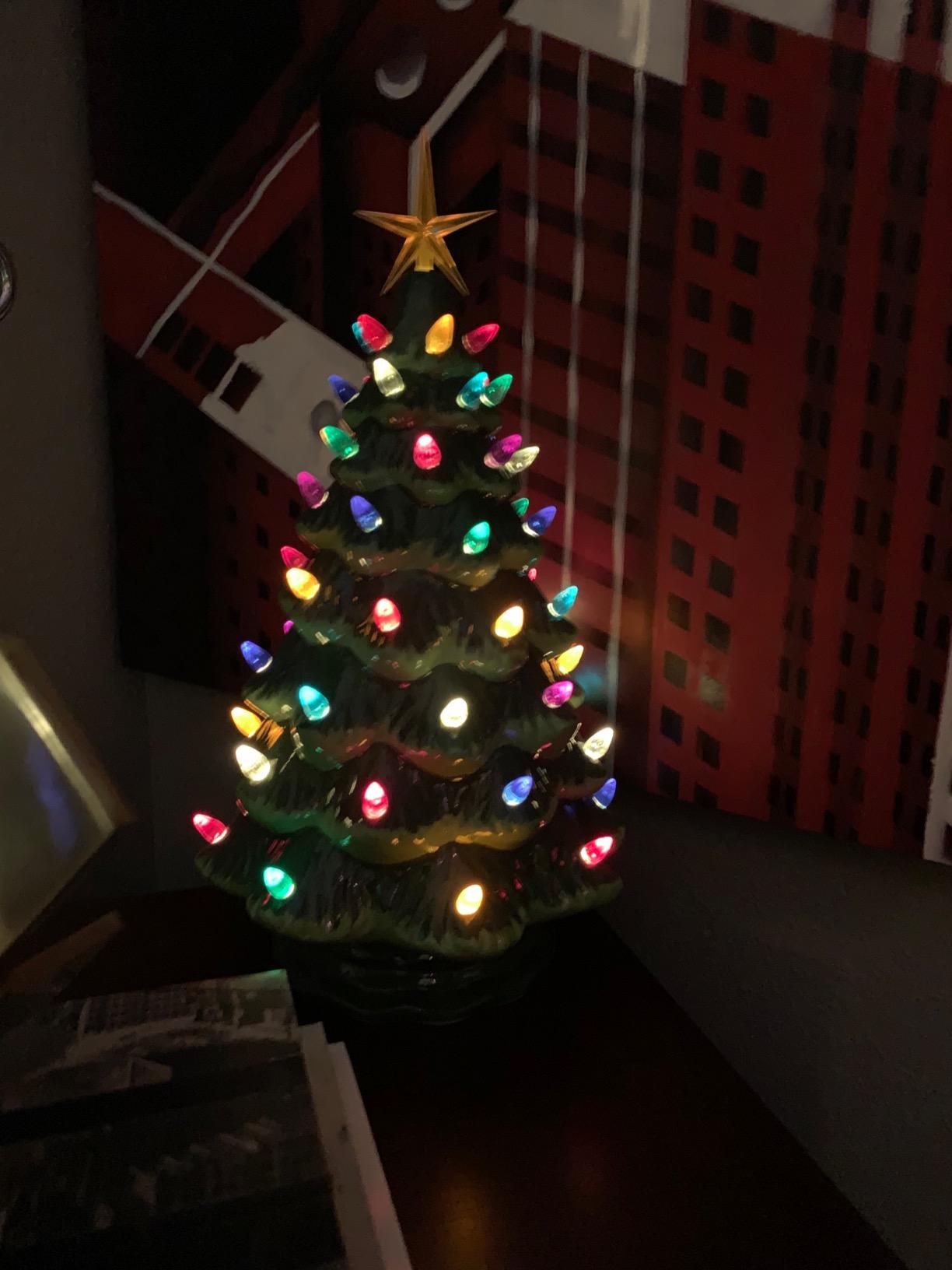 Ceramic Christmas Tree - Tabletop Tree with Lights - (15.5