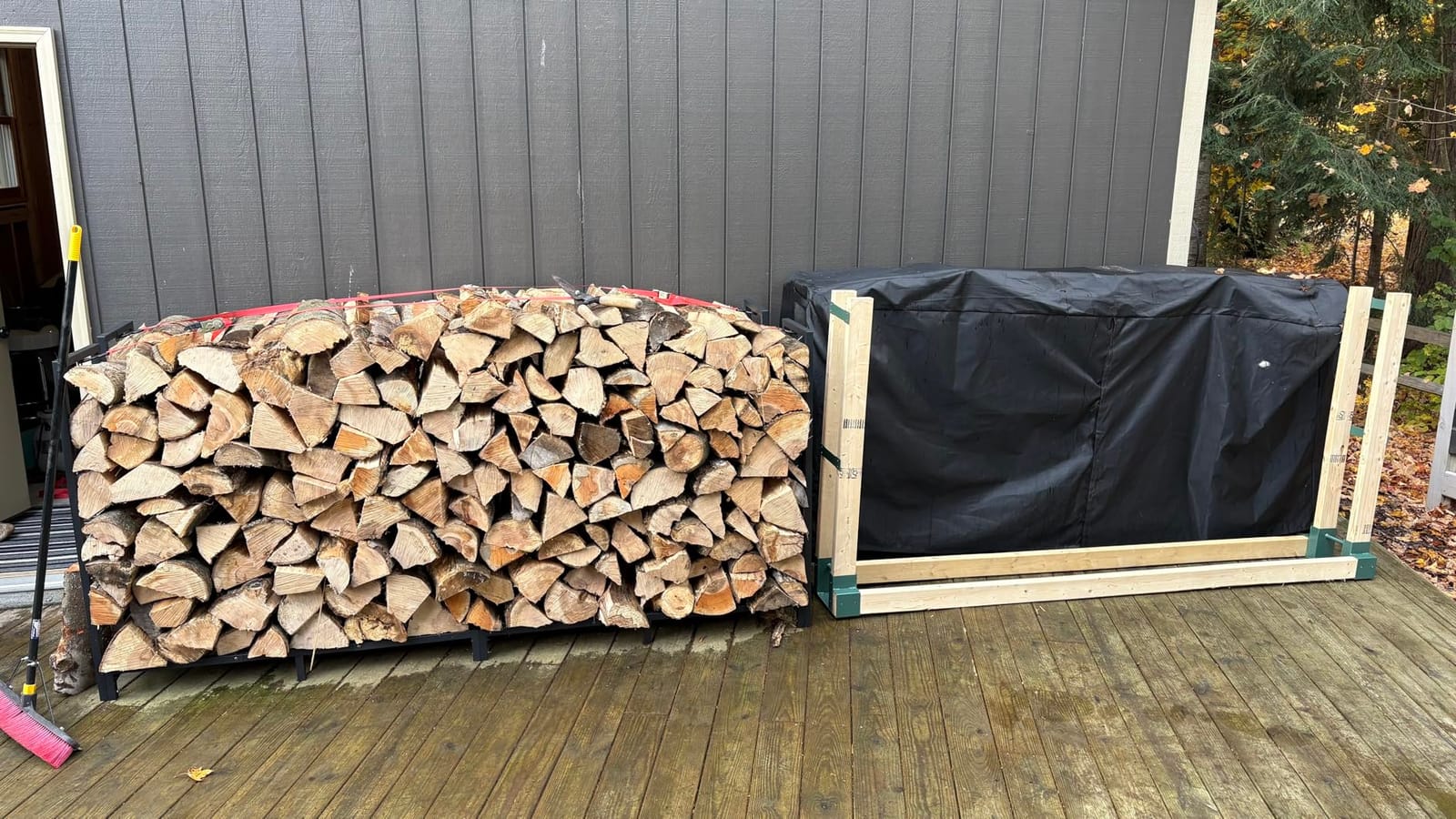 MOFEEZ Outdoor Firewood Log Storage Rack Bracket Kit,Fireplace Wood Storage Holder-Adjustable to Any Length customer photo 2