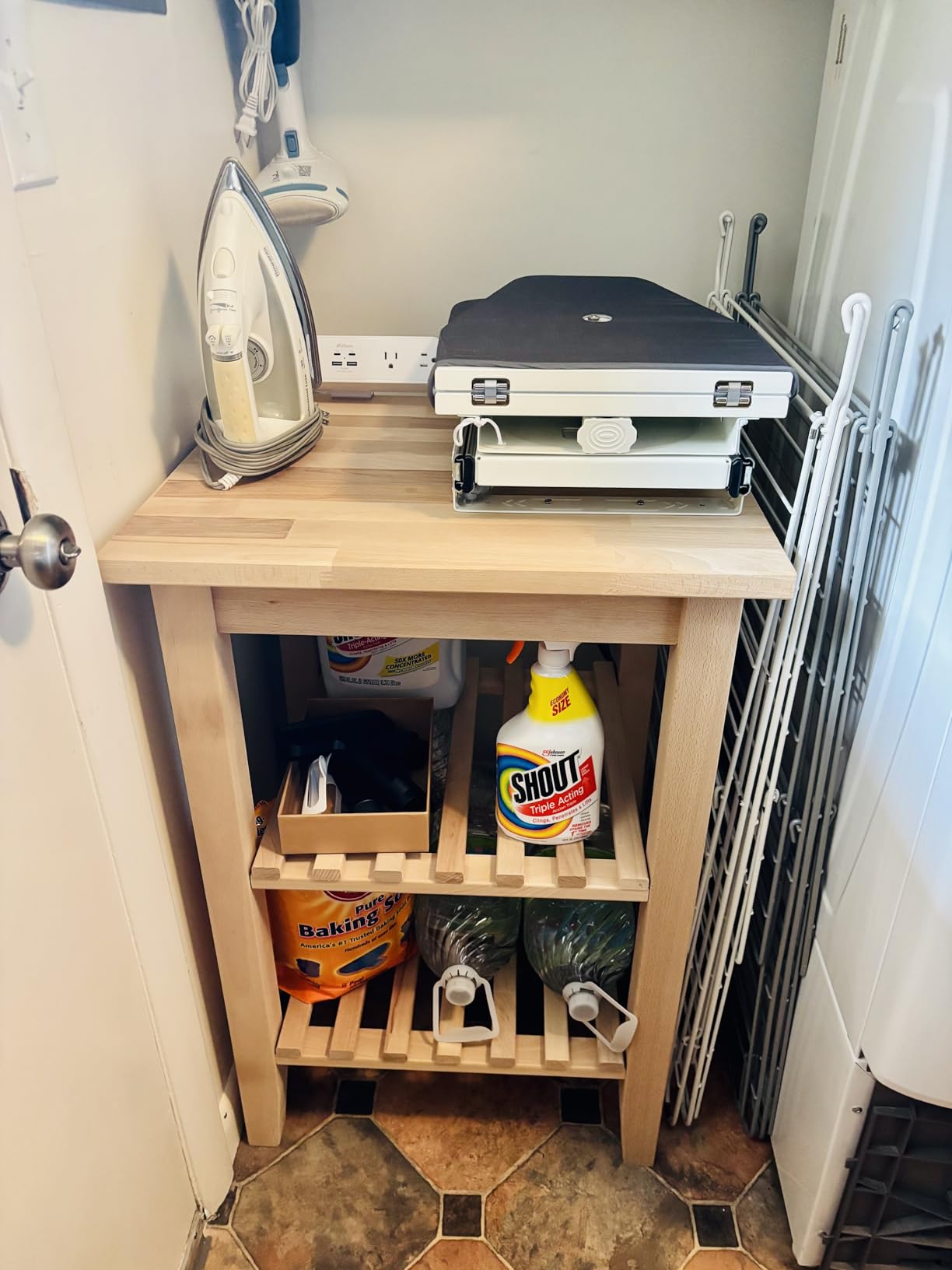 SAROSORA Retractable Ironing Board Closet Pull-Out Stow Away in The Cabinet Easy to Install (Navy Blue) customer photo 1