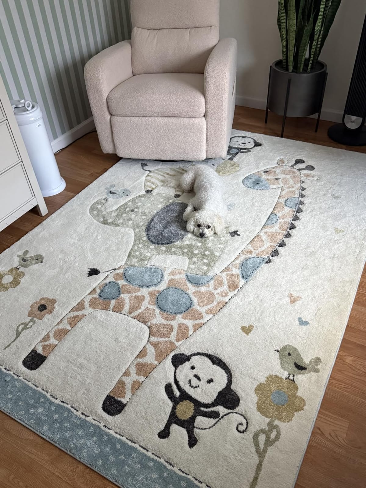 SAFAVIEH Carousel Kids Collection Accent Rug - 4' x 6', Ivory, Animal Design, Non-Shedding & Easy Care, Ideal for High Traffic Areas for Boys & Girls in Playroom, Nursery, Bedroom (CRK120A) customer photo 2