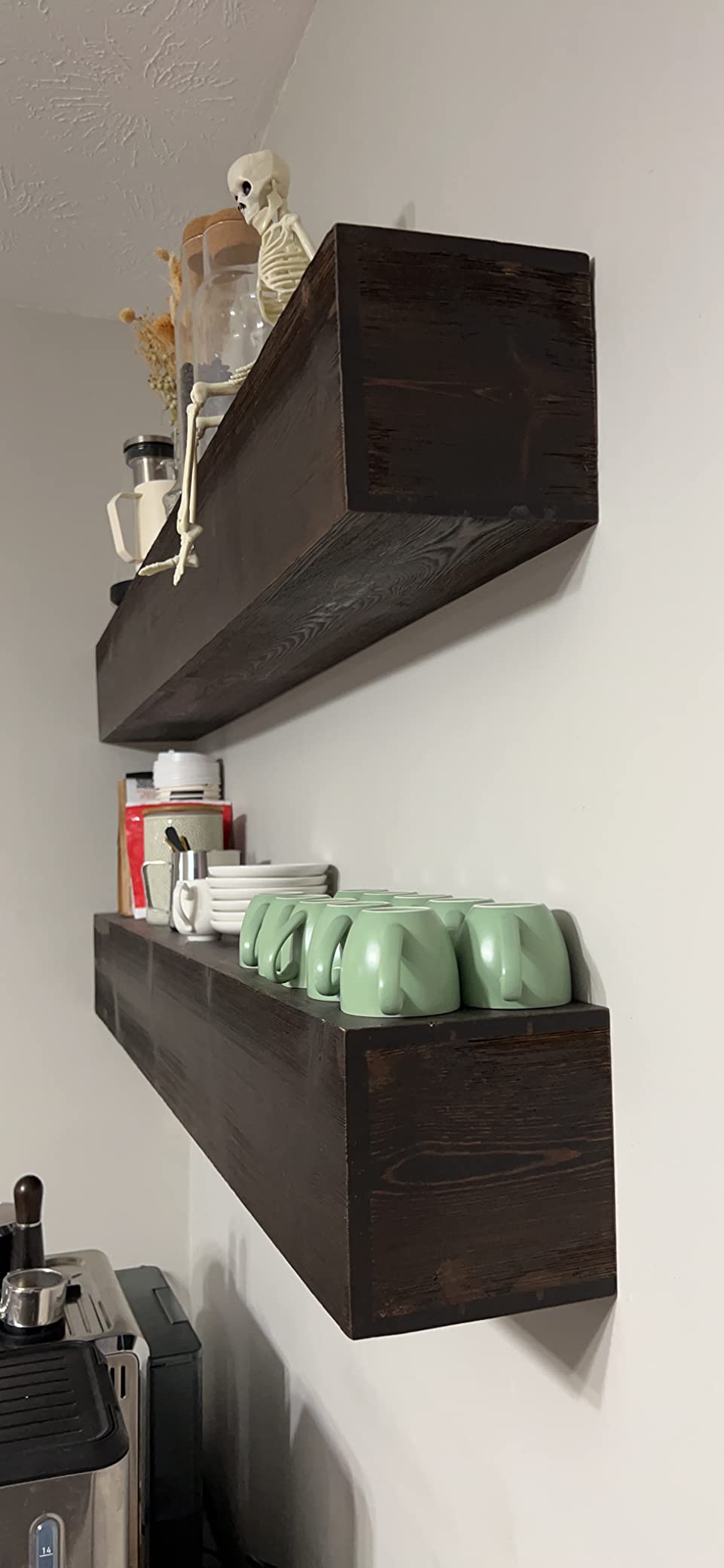 WELLAND Rustic Floating Shelf, Reclaimed Wood Wall Shelf, Fireplace Mantel Shelf Wall Mounted,Walnut Color (48