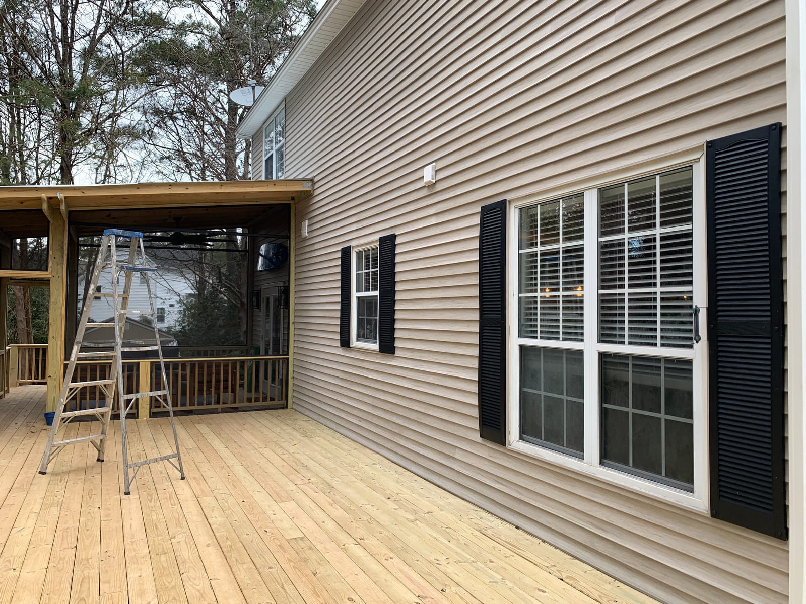 Ekena Millwork 14.5 in. W x 67 in. H Builders Edge, Standard Cathedral Top Center Mullion, Open Louver Shutters, Includes Matching Installation Spikes (Per Pair), 002 - Black customer photo 1