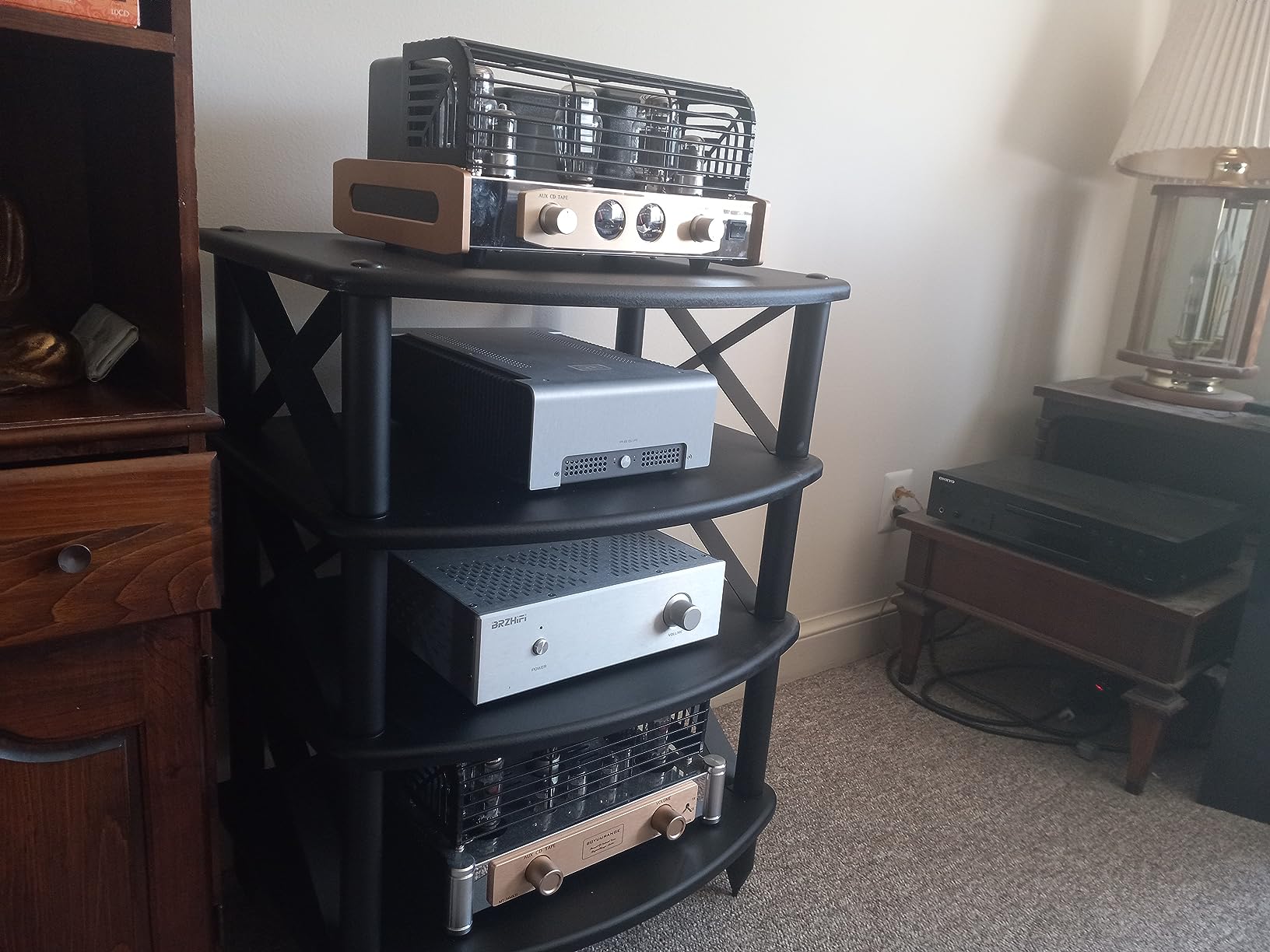 Pangea Audio Vulcan X Four Shelf Audio Rack Media Stand, and Components Cabinet Rosenut Red customer photo 1