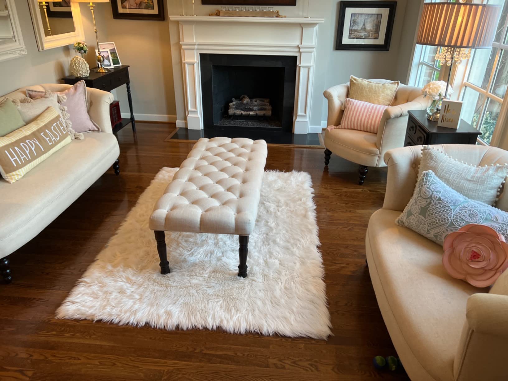 Carvapet 4x6 Faux Sheepskin Rug White Shaggy Faux Fur Carpet customer photo 2