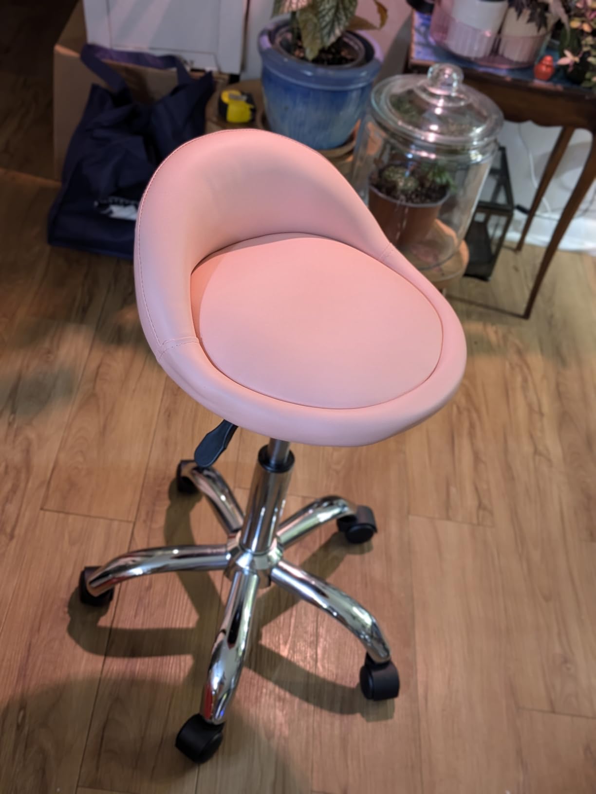 Nova Microdermabrasion Rolling Stool with Wheels Swivel Salon Stool Adjustable Drafting Tattoo Office Chair for Massage Bar Kitchen Spa Shop with Thick Cushion (White) customer photo 2