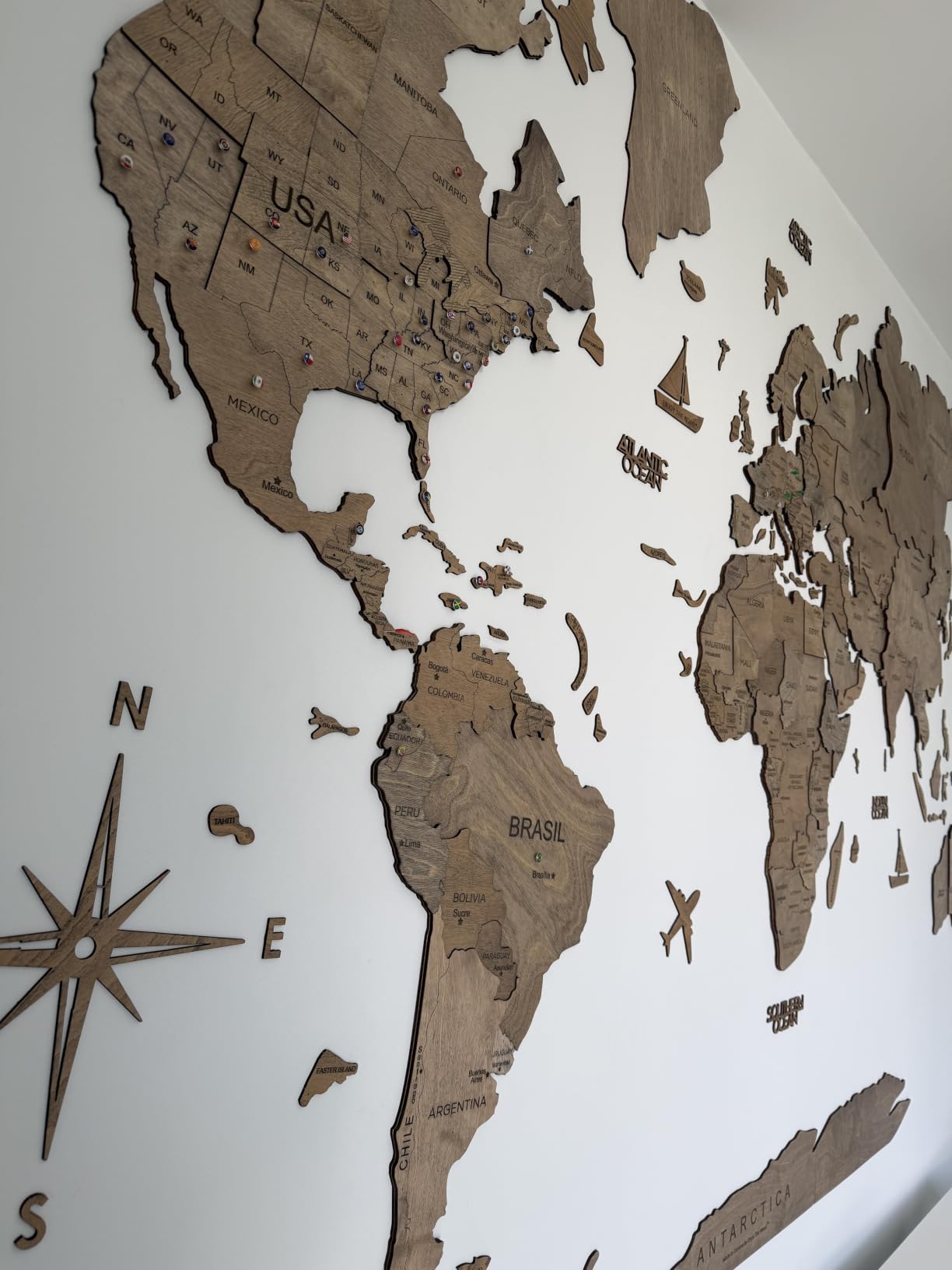 Enjoy The Wood 3D Wooden World Map Wall Art (Multicolor, M) customer photo 2