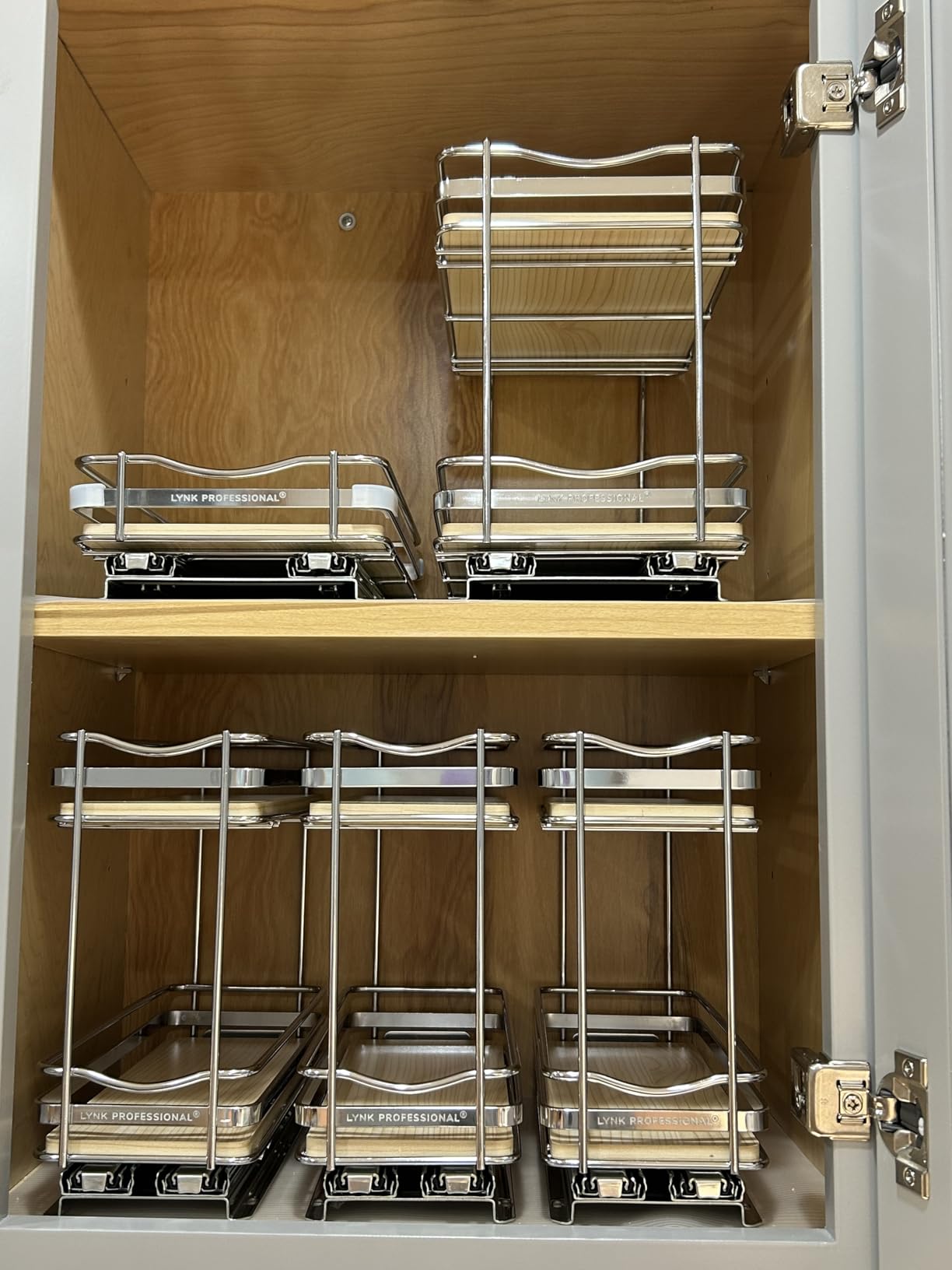 LYNK PROFESSIONAL® Pull Out Spice Organization for Cabinets - 6-3/8 inch Wide – Spice Rack for Inside Cabinets, Slide Out Spice Rack Organizer for cabinet – Pull Out Spice Rack, Sliding 2 Tier Chrome customer photo 2