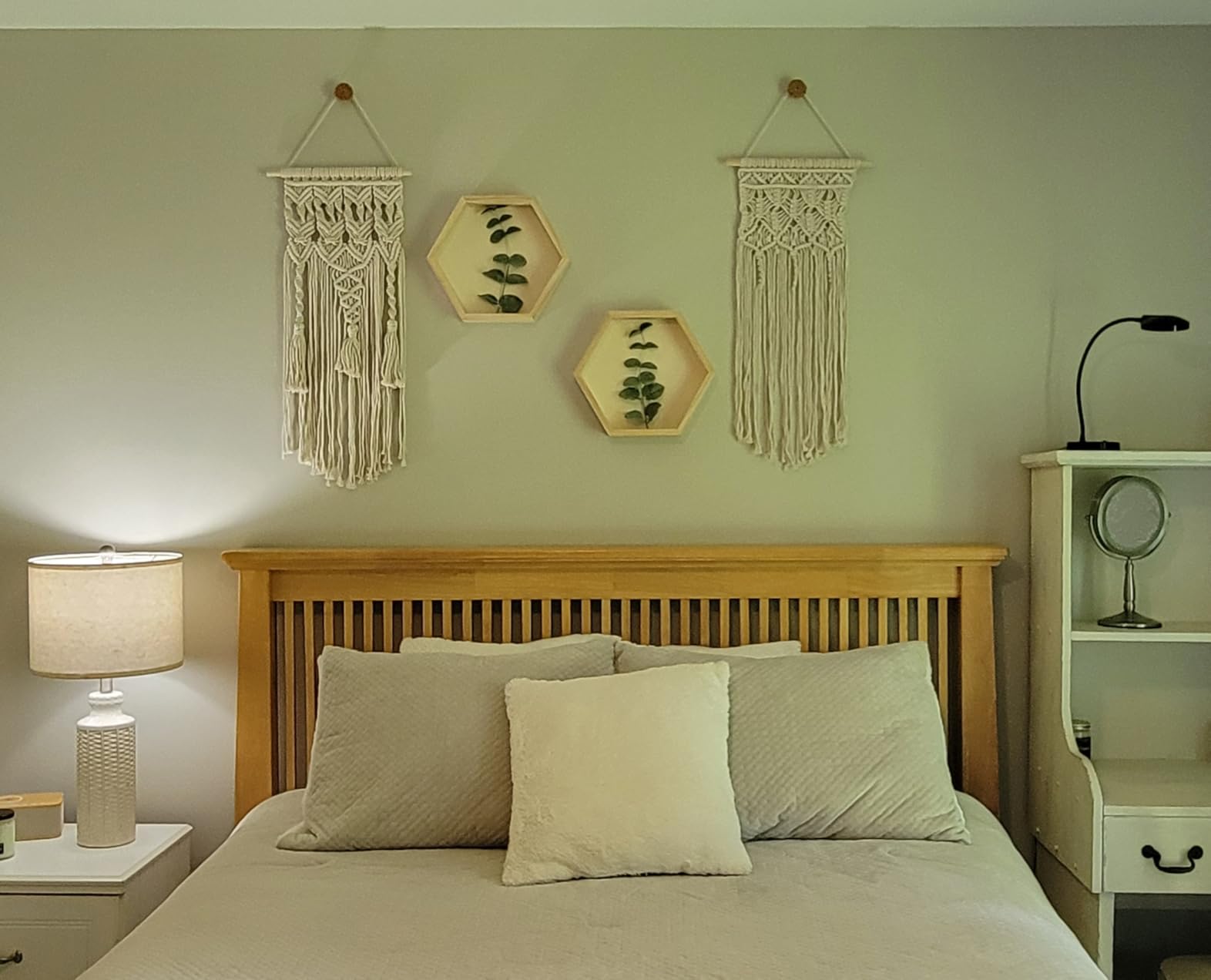 Mkono 2 Pcs Macrame Wall Hanging, Boho Woven Chic Tapestry Decor, Ivory customer photo 2