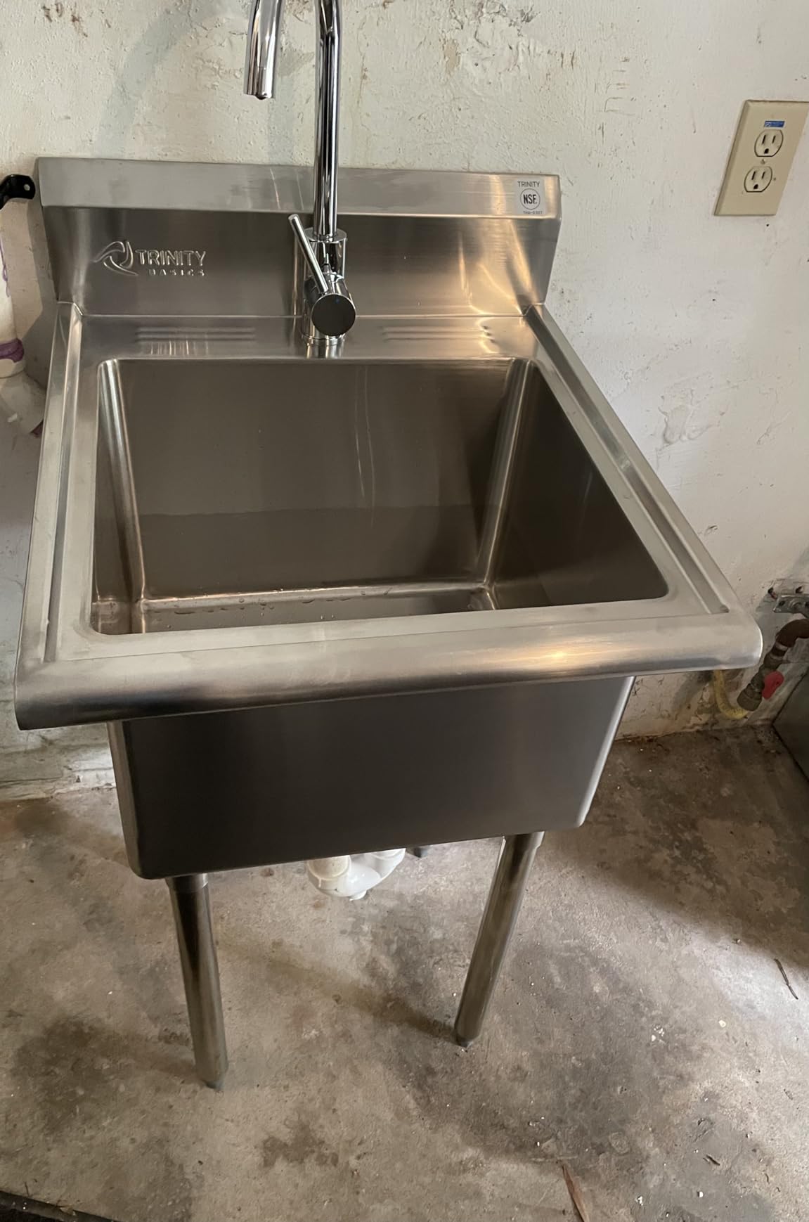 TRINITY BASICS 21.5in Freestanding Stainless Steel Utility Sink, NSF Sink For Laundry Room, Garage, Shop, Kitchen Prep, Food Truck, Dog Wash, with Hot/Cold Pullout Chrome Faucet, 21.5” x 24” x 49.2” customer photo 1