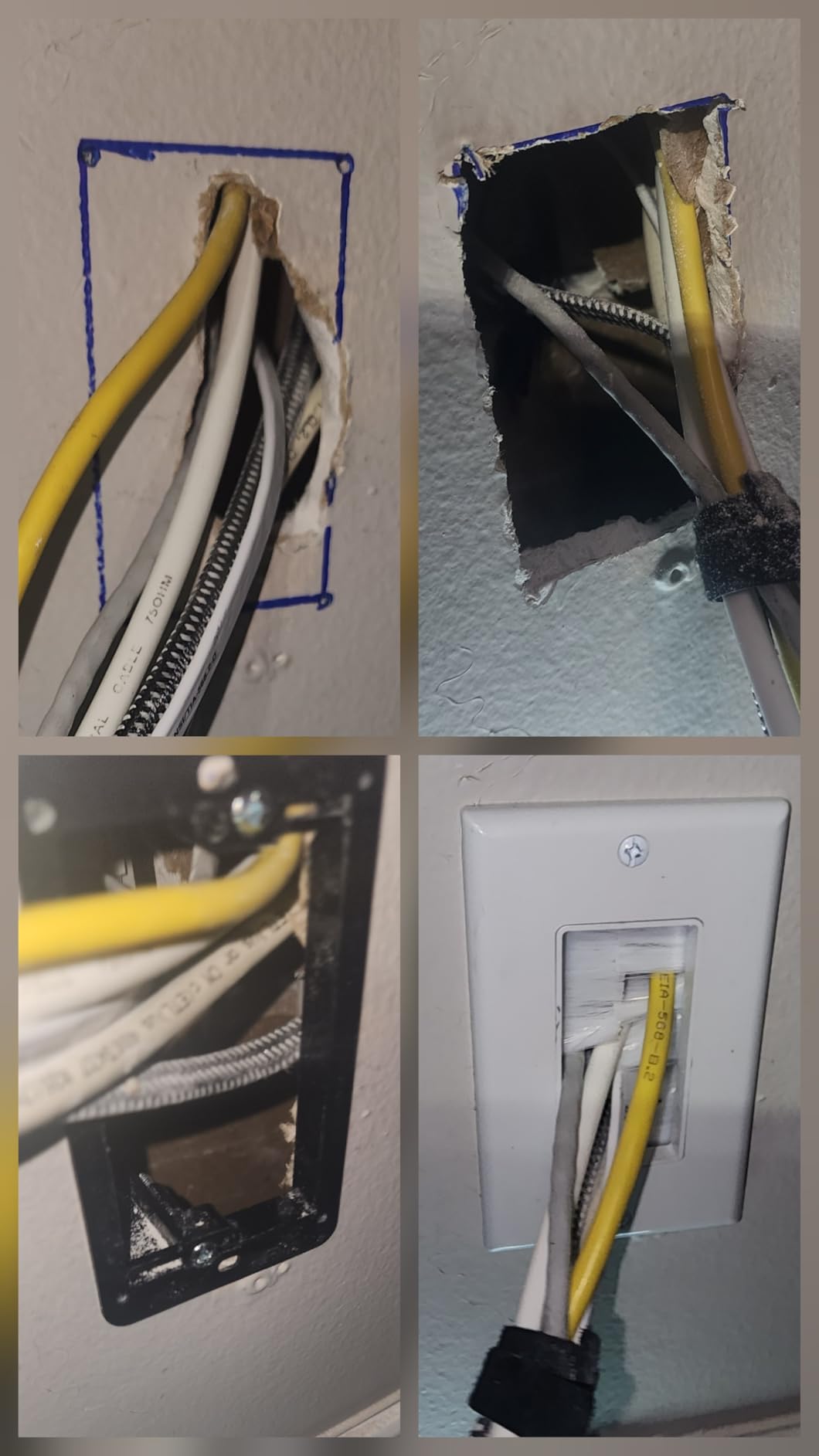 VCE Brush Wall Plate Cable Pass Through with Bracket, Decorator Cover for Low Voltage Cables - White, 2-Pack customer photo 1