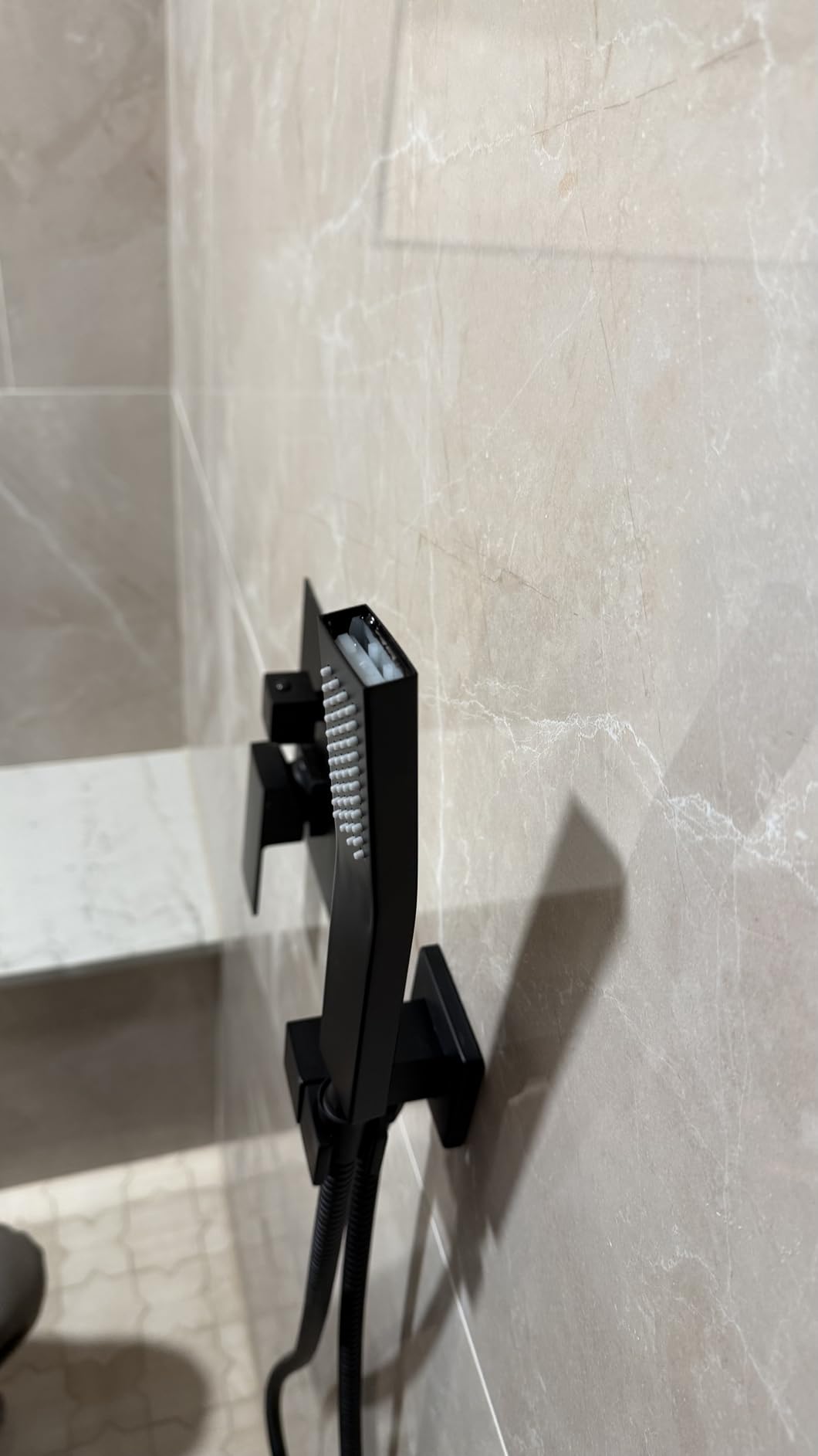 gotonovo Shower Faucet Set with Handheld Spray Matte Black,10'' Head | SUS304 Rainfall Shower Head and Handle Set System Fixture,Pressure Balance Valve Trim Kit,Single Handle,Wall Mount,All Metal customer photo 2