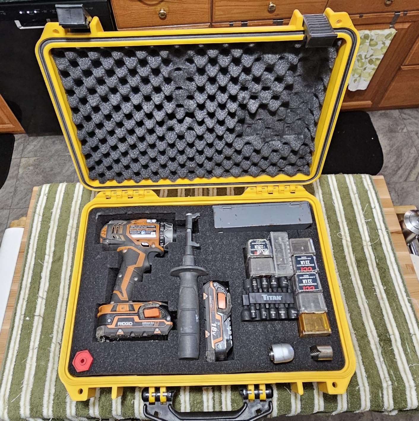 MEIJIA All Weather IP67 Waterproof Hard Camera Case,Hard Protective Case,Hard Case with Customizable Foam,Fit Use of Drones,Camera,Equipments,Pistols(Desert Tan,15.98x12.99x6.85inches) customer photo 2