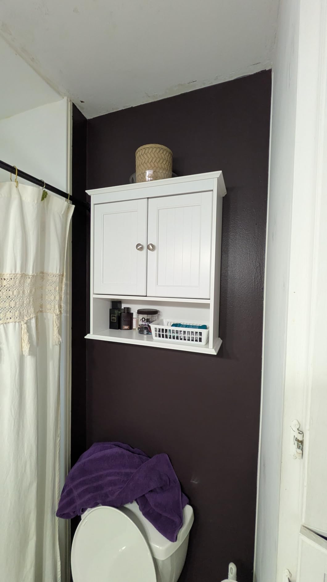 Spirich Bathroom Wall Cabinet with Beadboard Doors, White Medicine Cabinet | Adjustable Shelf, Open & Concealed Storage, Space-Saving Over-Toilet Design for Toiletries, Towels, Medicines & Decor customer photo 1