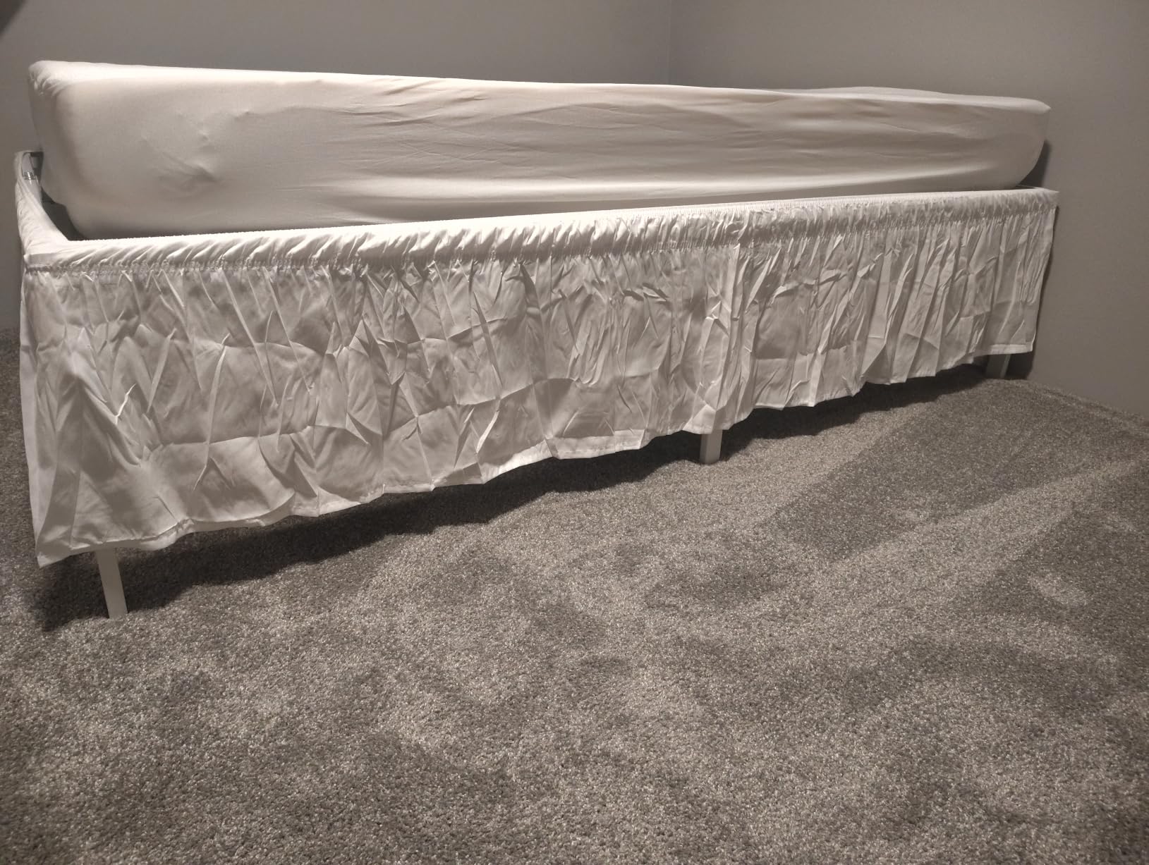 Wrap Around Queen Bed Skirt, Easy Fit Elastic Belt, 16 Inch Drop, White customer photo 2