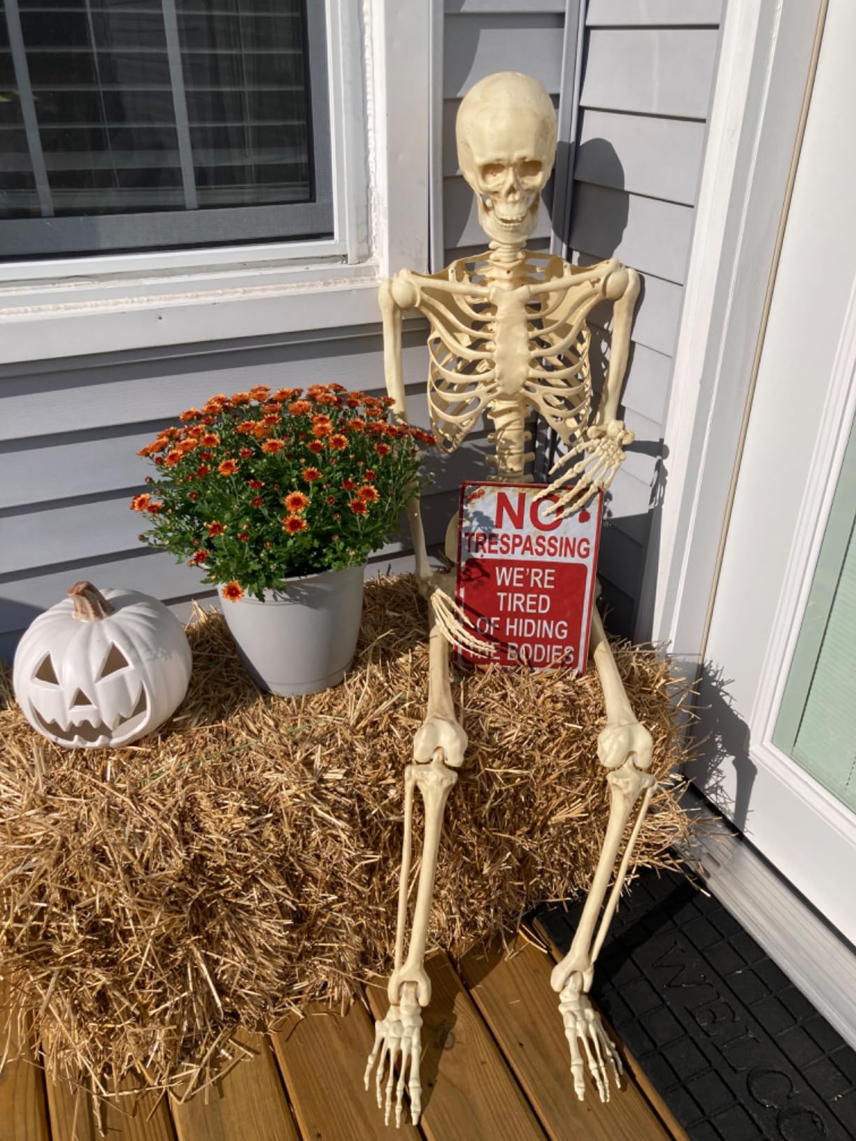Halloween Decoration Halloween Signs Retro Fashion chic Funny Metal Tin Sign No Trespassing We're Tired of Hiding The Bodies. customer photo 2