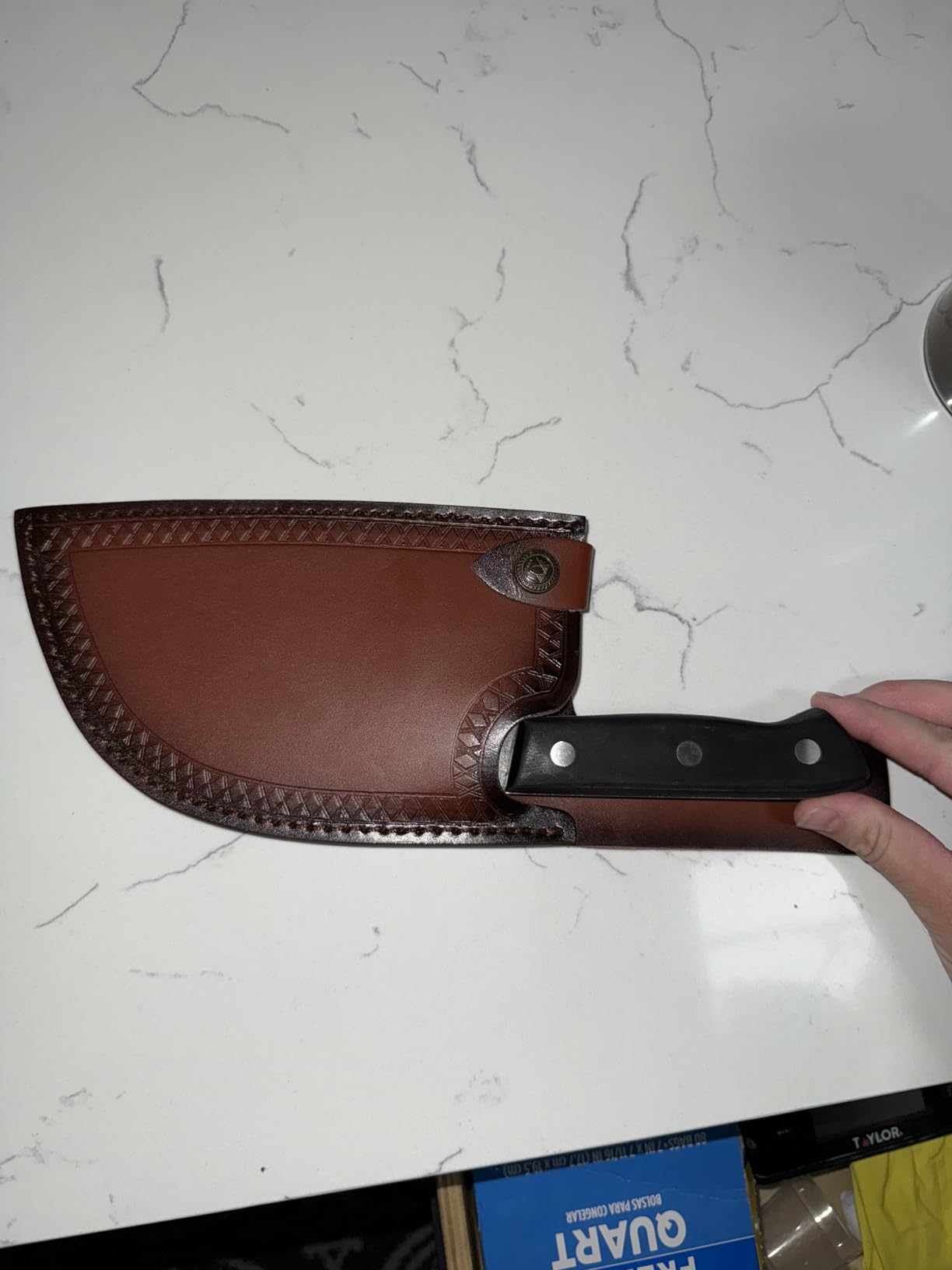 XYJ Authentic Since 1986,Outstanding Ancient Forging,6.7 Inch Full Tang,Serbian Chefs knife,Chef Meat Cleaver,Kitchen Knives,Set with Leather Sheath,Take Carrying,Butcher customer photo 2