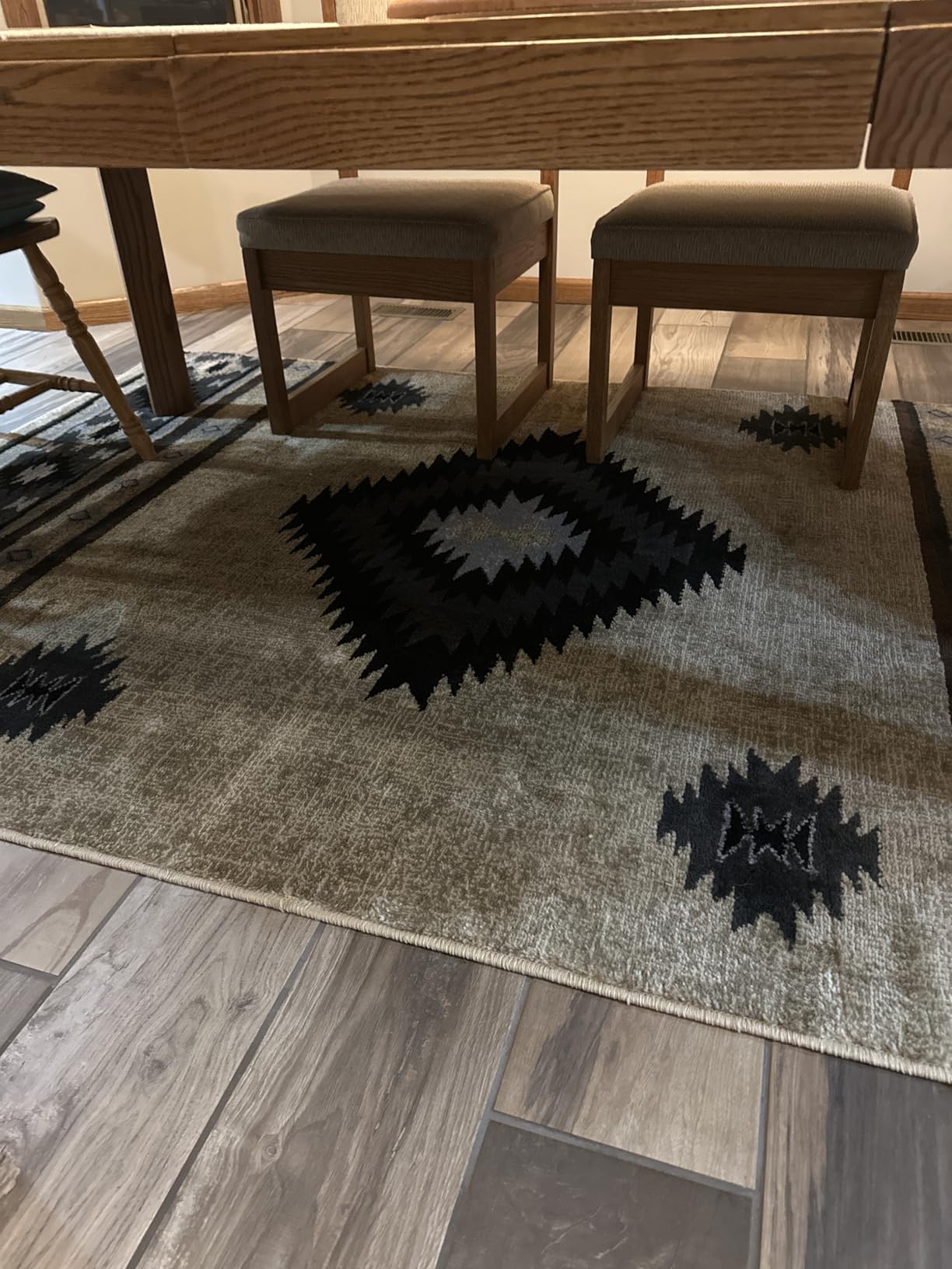 Hauteloom Apache Southwestern Tribal Living Room Bedroom Dining Room Aztec Area Rug - Native American Indian Indie Carpet - Brown, Gray, Black - 6'7