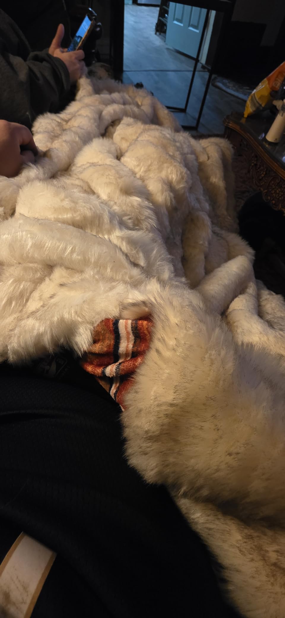 Luxury Plush Faux Fur Throw Blanket, Long Pile Brown with Black Tipped Blanket, Super Warm, Fuzzy, Elegant, Fluffy Decoration Blanket Scarf for Sofa, Armchair, Couch and Bed, 50''x 60'' customer photo 2