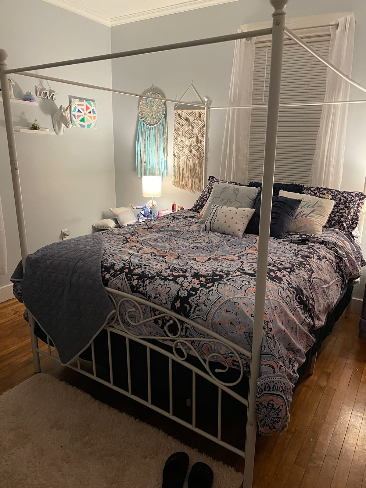 Metal Canopy Bed Frame Four-Poster, Full, Black customer photo 2