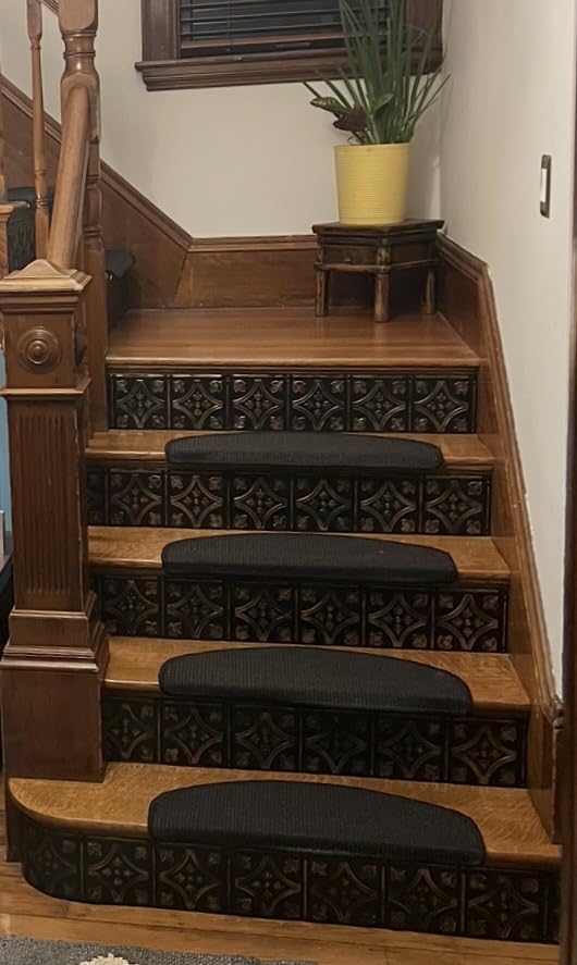 Tin Wall Tiles 24x24 Nail-Up, Stair Risers, Metal Ceiling Tiles, 5 Pack (Black) customer photo 2