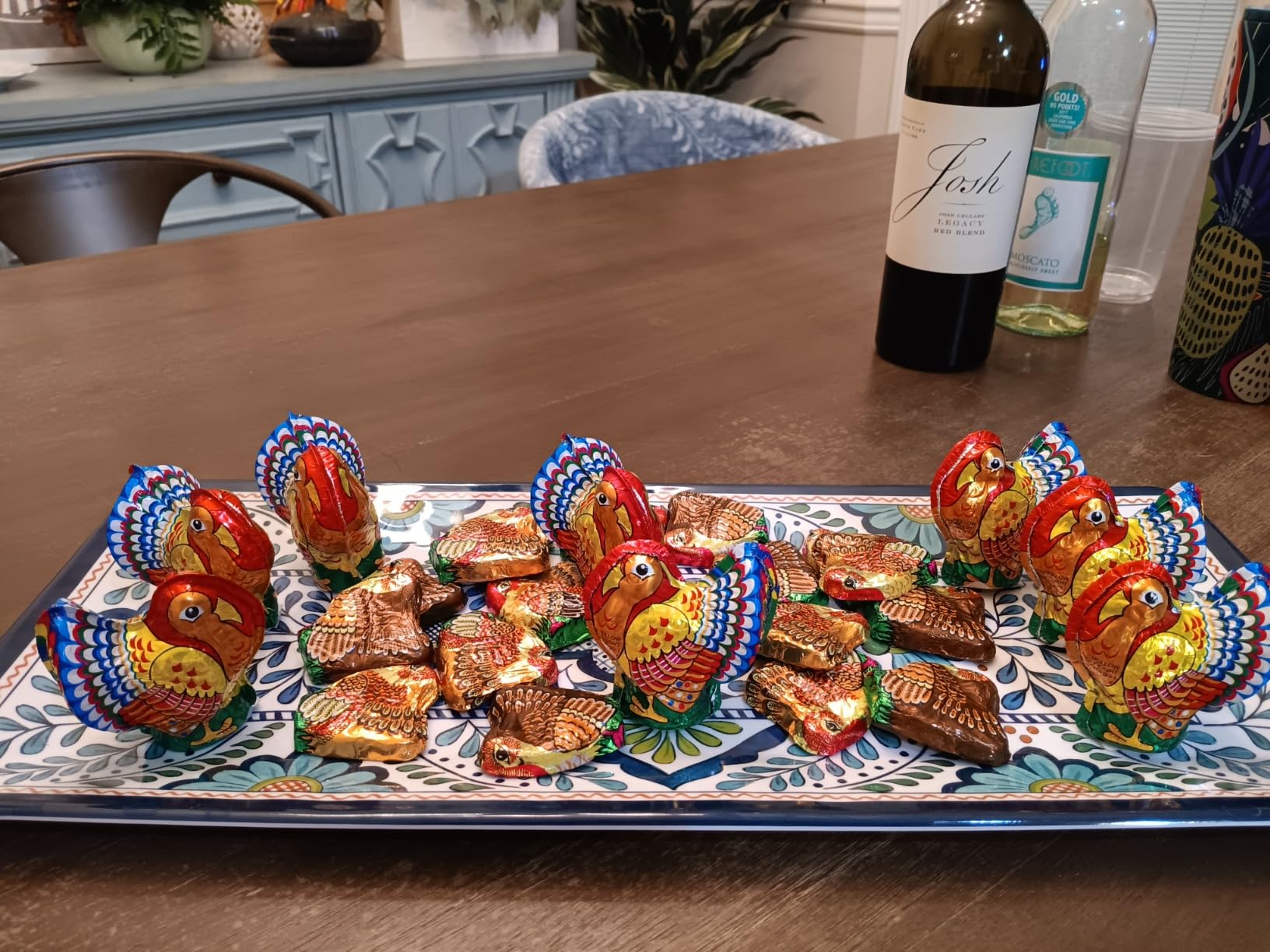 Talavera 3-Piece Melamine Hostess Serveware Set – Chip & Dip Server, 3-Section Relish Tray, and 19
