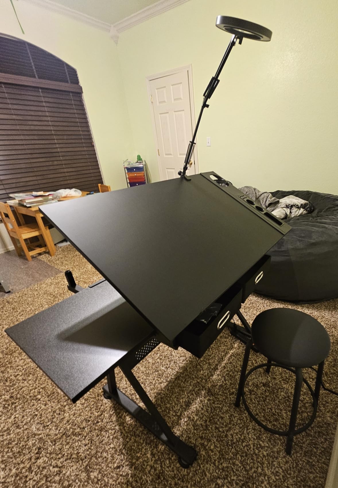 Yaheetech Adjustable Drafting Table Art Desk, Storage Drawers & Stool, Wood customer photo 1