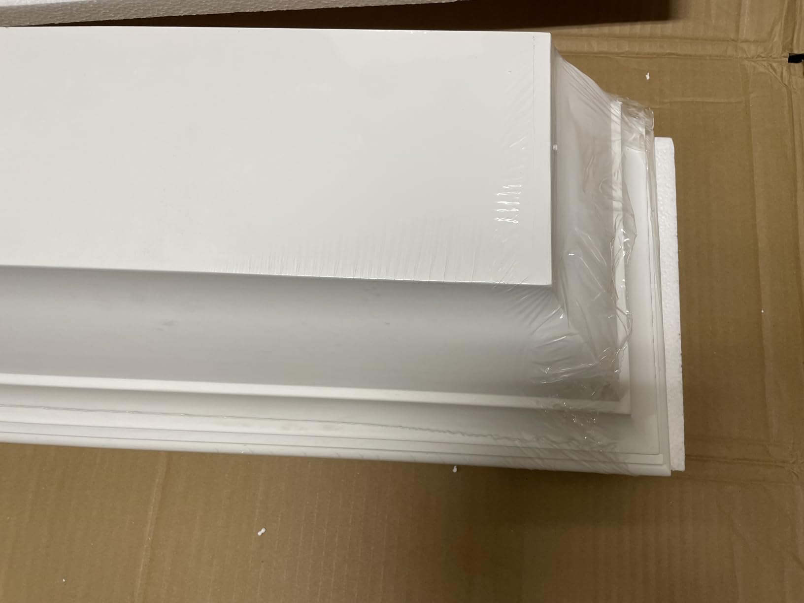 WELLAND 72-Inch Fireplace Mantel Shelf Wall Mounted,White Corona Crown Molding Ledge Floating Shelf, Pinewood customer photo 2