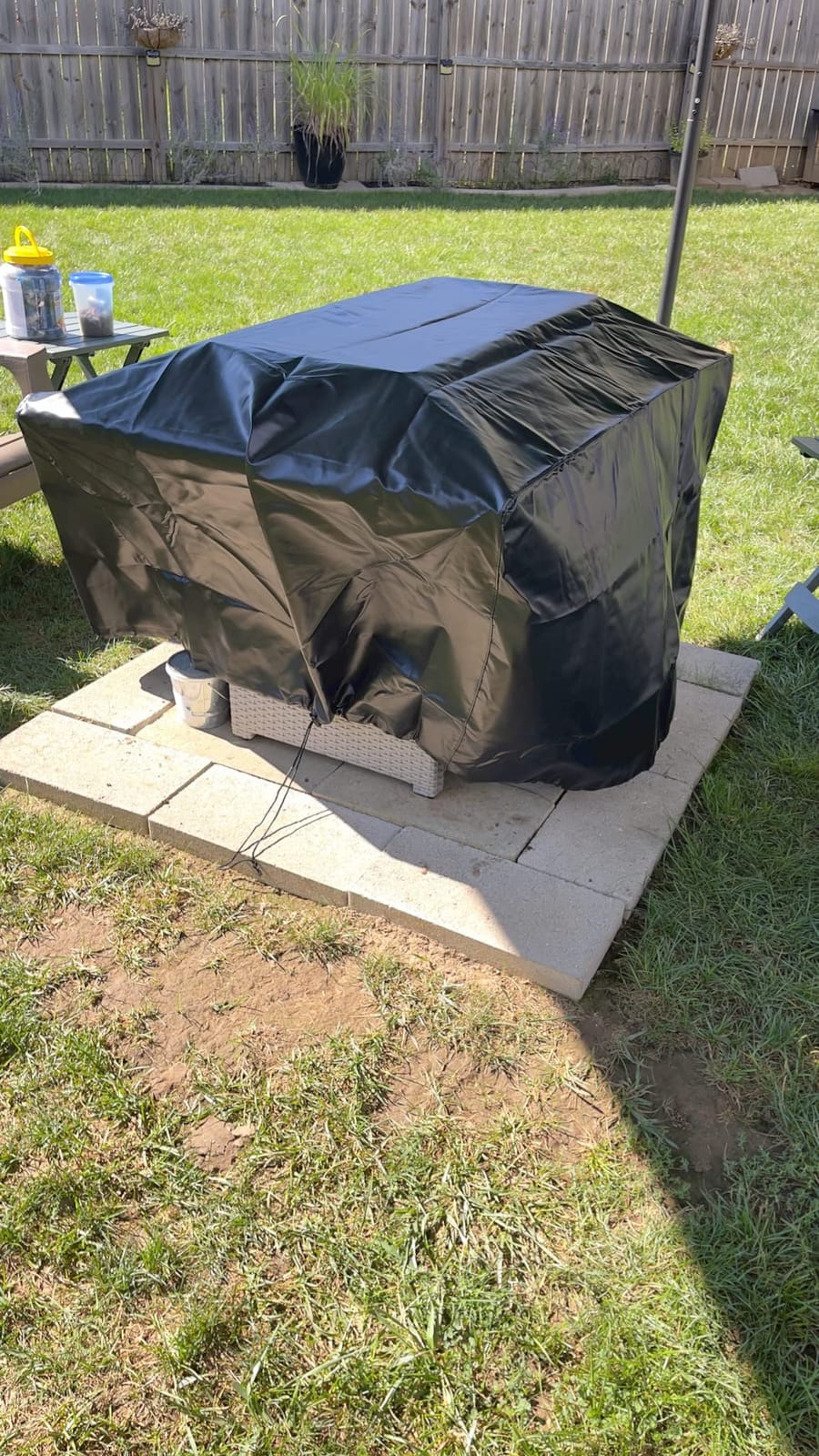 SHINESTAR Round Fire Pit Cover for 22-32 Inch Fire Pit - Waterproof and Windproof, with Straps and Built-in Vents, 32 Dia x 13.5 H, Black customer photo 2