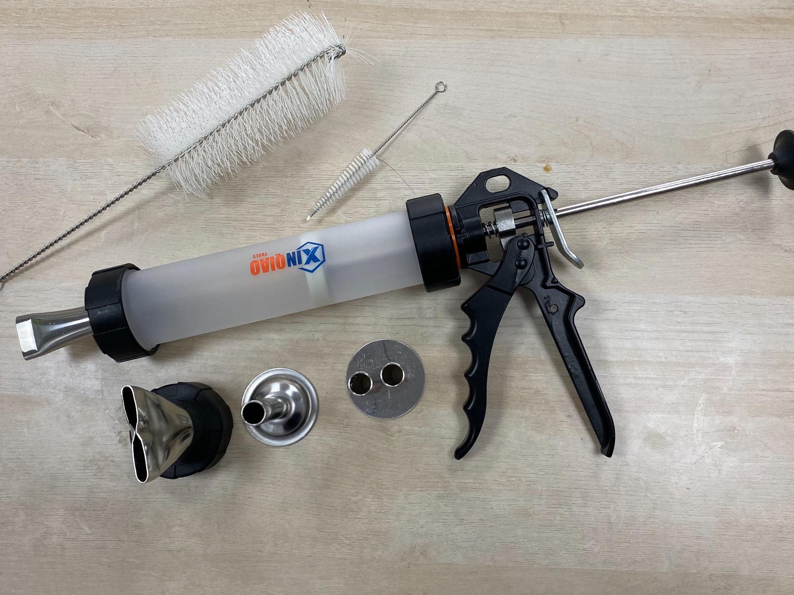 XINQIAO Beef Jerky Gun for Ground Meat, Plastic Jerky Cannon Comes with 4 Nozzles, 2 Brushes customer photo 2