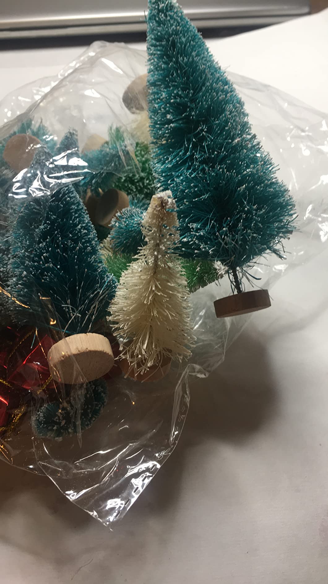 56 Pcs Artificial Mini Christmas Trees Set, Small Bottle Brush Trees customer photo 2