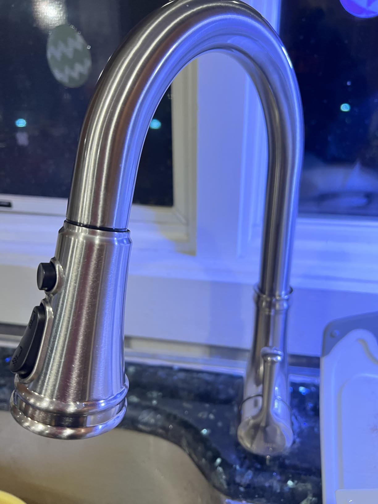 WEWE Vintage Kitchen Faucet, Pull-Down Sprayer, Brushed Nickel, High Arc customer photo 2