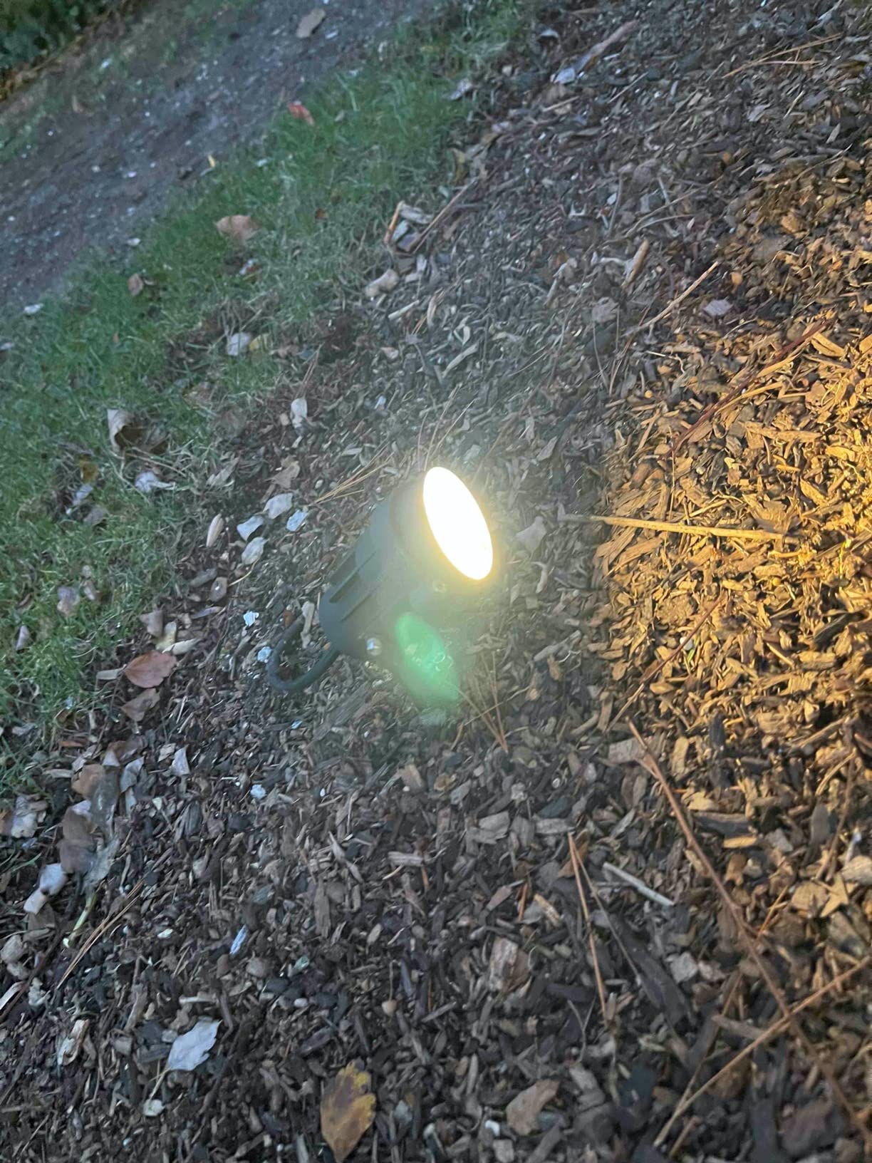 SUNVIE 12W Low Voltage LED Landscape Lights with Connectors, Outdoor 12V Super Warm White (900LM) Waterproof Garden Pathway Lights Wall Tree Flag Spotlights with Spike Stand (10 Pack with Connector) customer photo 1