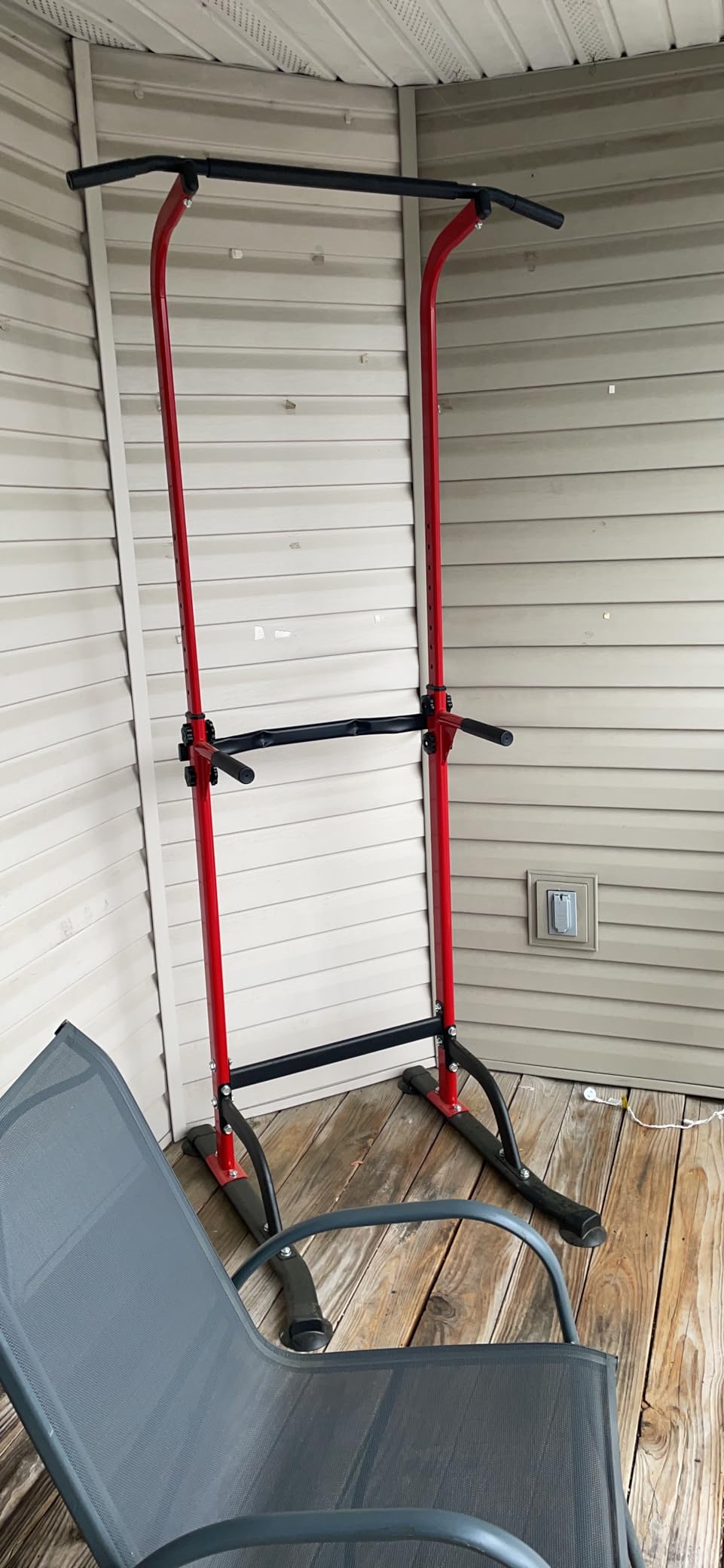 SogesPower Power Tower Dip Station Pull Up Bar Station for Home Gym | 10-Level Adjustable Height Free Standing Pull Up Bar Strength Training Workout Equipment customer photo 2