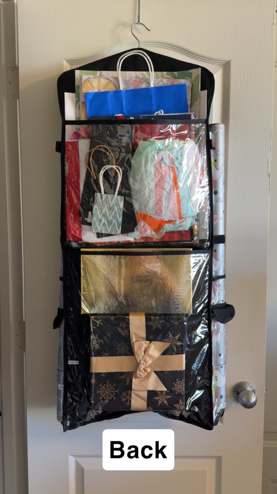 ProPik Hanging Double Sided Wrapping Paper Storage Organizer With Multiple Pockets Organize Your Gift Wrap, Gift Bags Bows Ribbons 40