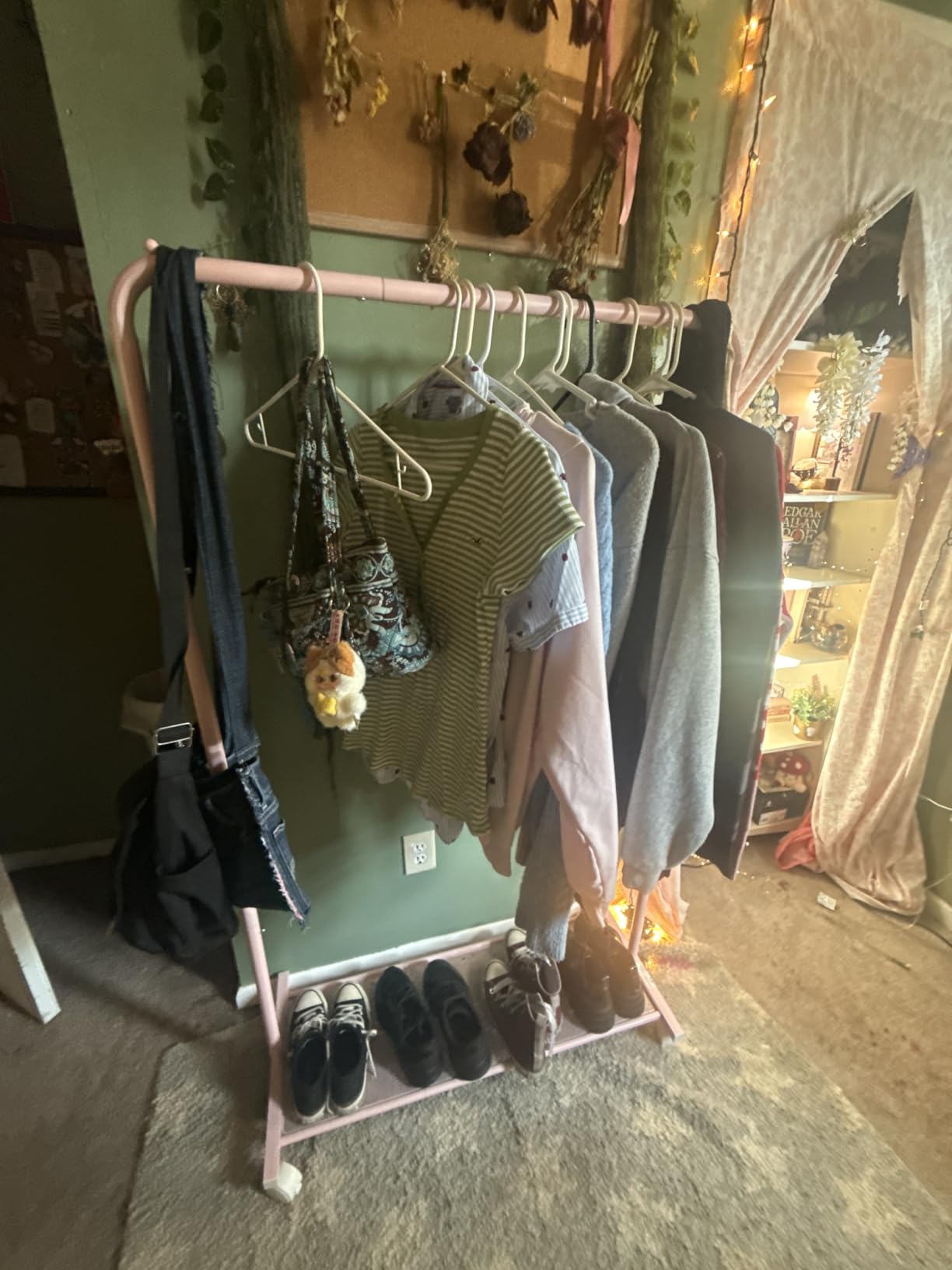 SONGMICS Clothes Rack with Wheels, Metal Garment Rack, Mesh Storage Shelf customer photo 2