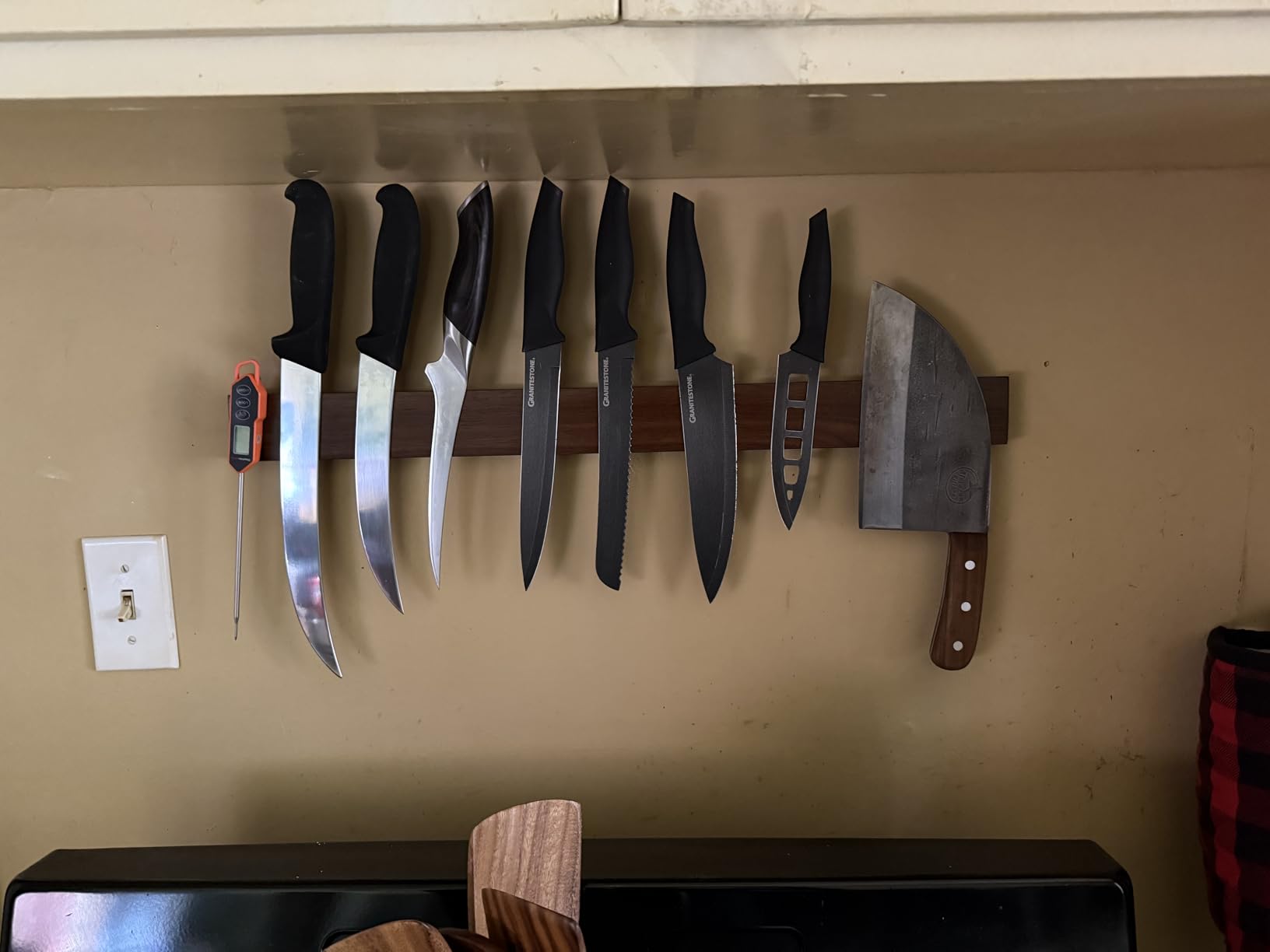 Premium Dark Walnut Wood Magnetic Knife Holder for Wall | 16 Inch | Upgraded Version | Professional Wooden Magnetic Knife Strip - Space-Saving Knife Rack/Knife Bar With Powerful Magnetic Pull Force customer photo 1