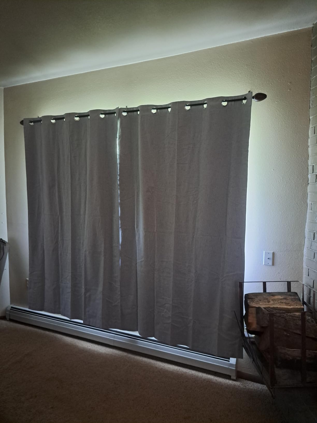 PrinceDeco Blackout Curtains 84 Inches Long Faux Linen Look Curtains for Sliding Glass Doors Room Divider Curtain for Living Room Thermal Insulated Linen with White Backing,W100 X L84 Inch, Natural customer photo 1
