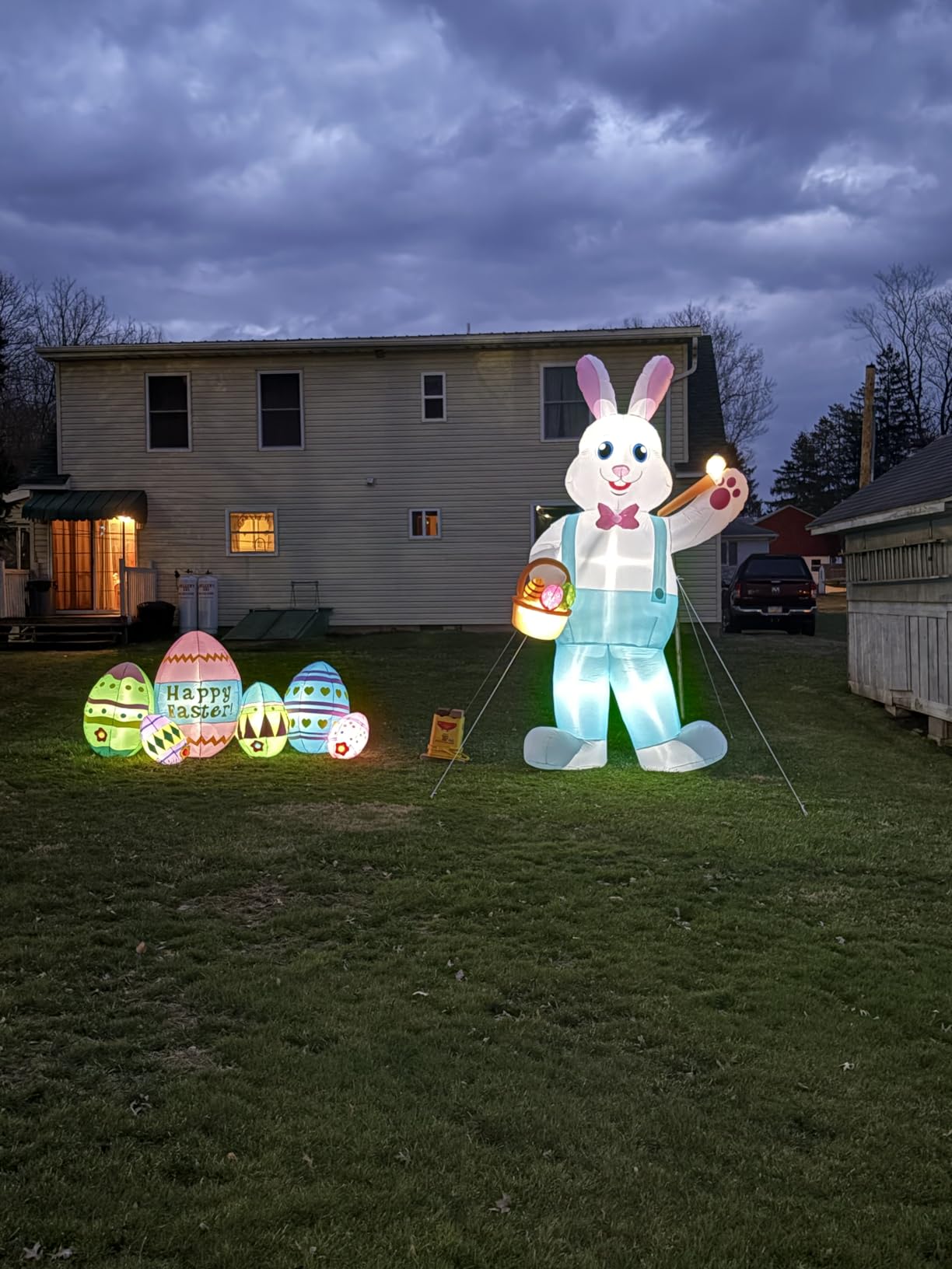 SEASONBLOW 8 Ft Light Up Inflatable Easter Eggs Decoration for Indoor Outdoor Home Yard Lawn Decor customer photo 1
