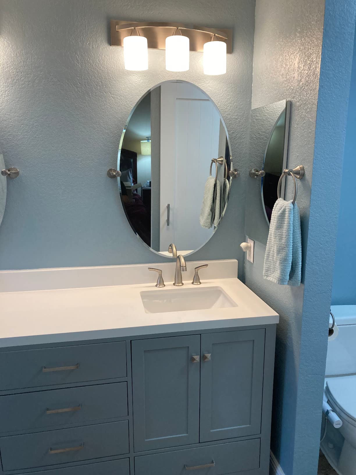 ARIEL Cambridge 72-inch Bathroom Vanity with Sink,Solid Wood, 1.5-inch Pure White Quartz Countertop & Backsplash, Double Rectangular Porcelain Sink, 4 Soft Closing Doors, 6 Dovetail Drawers, Grey customer photo 1