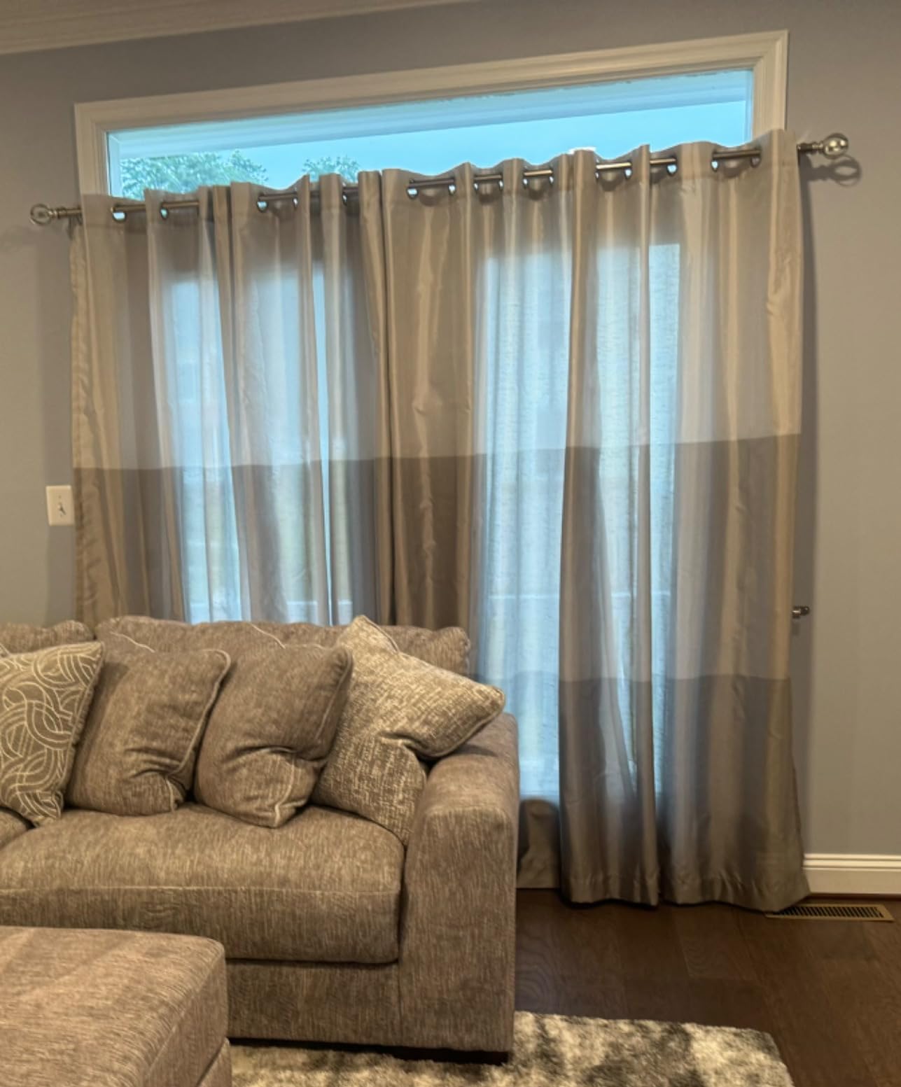 EXCLUSIVE HOME Chateau Striped Faux Silk Grommet Top Curtain Panel Pair, 54