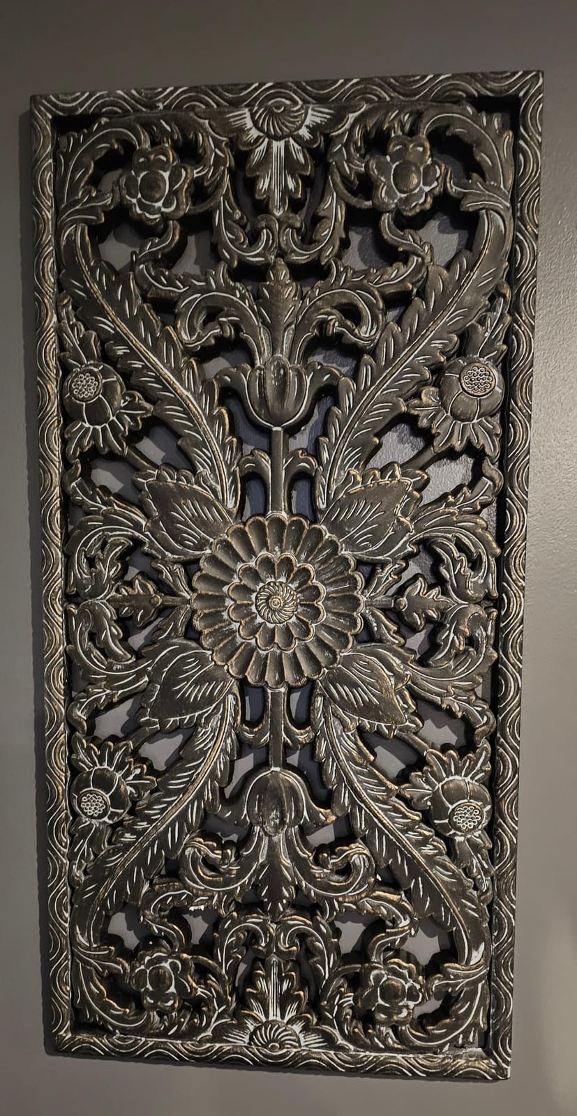 Madison Park Wall Art Living Room Décor - Vintage Botanical Carved Wooden Panel Home Accent Bathroom Decoration Ready to Hang Frames for Bedroom, 15.75