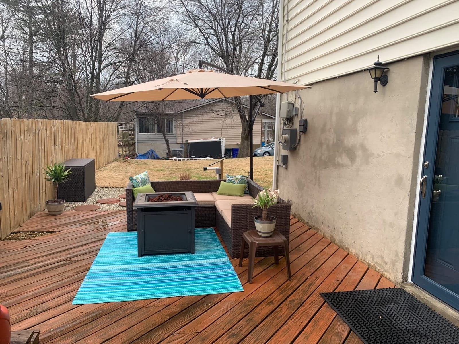 WUFF Bluu 10ft Patio Offset Umbrella Cantilever Umbrella Hanging Market Umbrella Outdoor Umbrellas with Crank & Cross Bases(Beige) customer photo 1