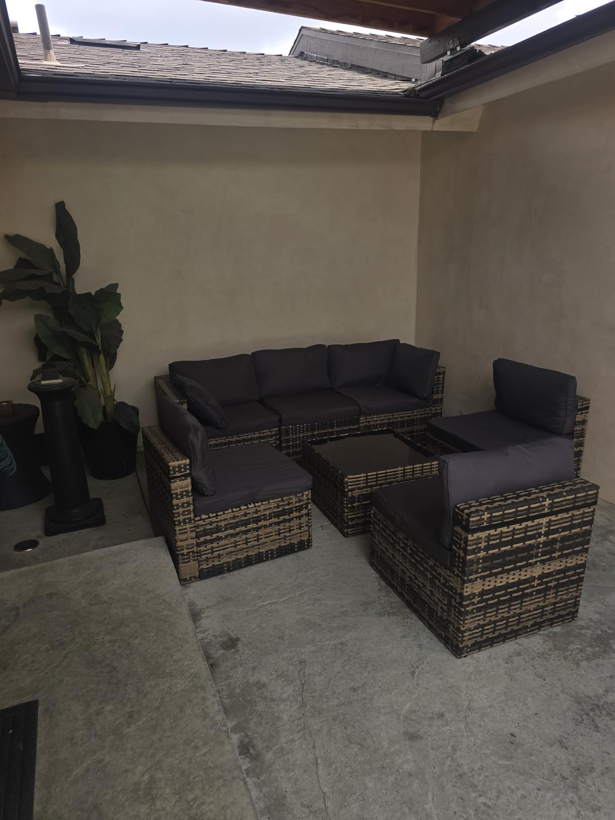 Pamapic 7 Pieces Outdoor Sectional Furniture,Wicker Patio sectional Furniture Sets,All-Weather Rattan Sectional Sofa Conversation Set with Coffee Table and Washable Couch Cushions Covers customer photo 1