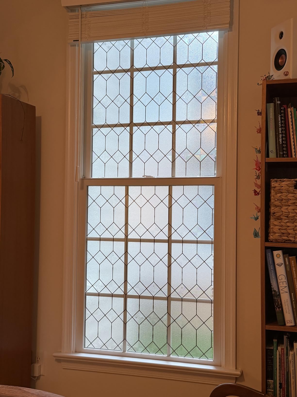 Old English Window Privacy Film by Artscape - Textured Leaded Glass Design, Static Cling, Allows Natural Light in, UV Protection, Phthalate and BPA Free, Made in USA - 36 x 72 Inch customer photo 1