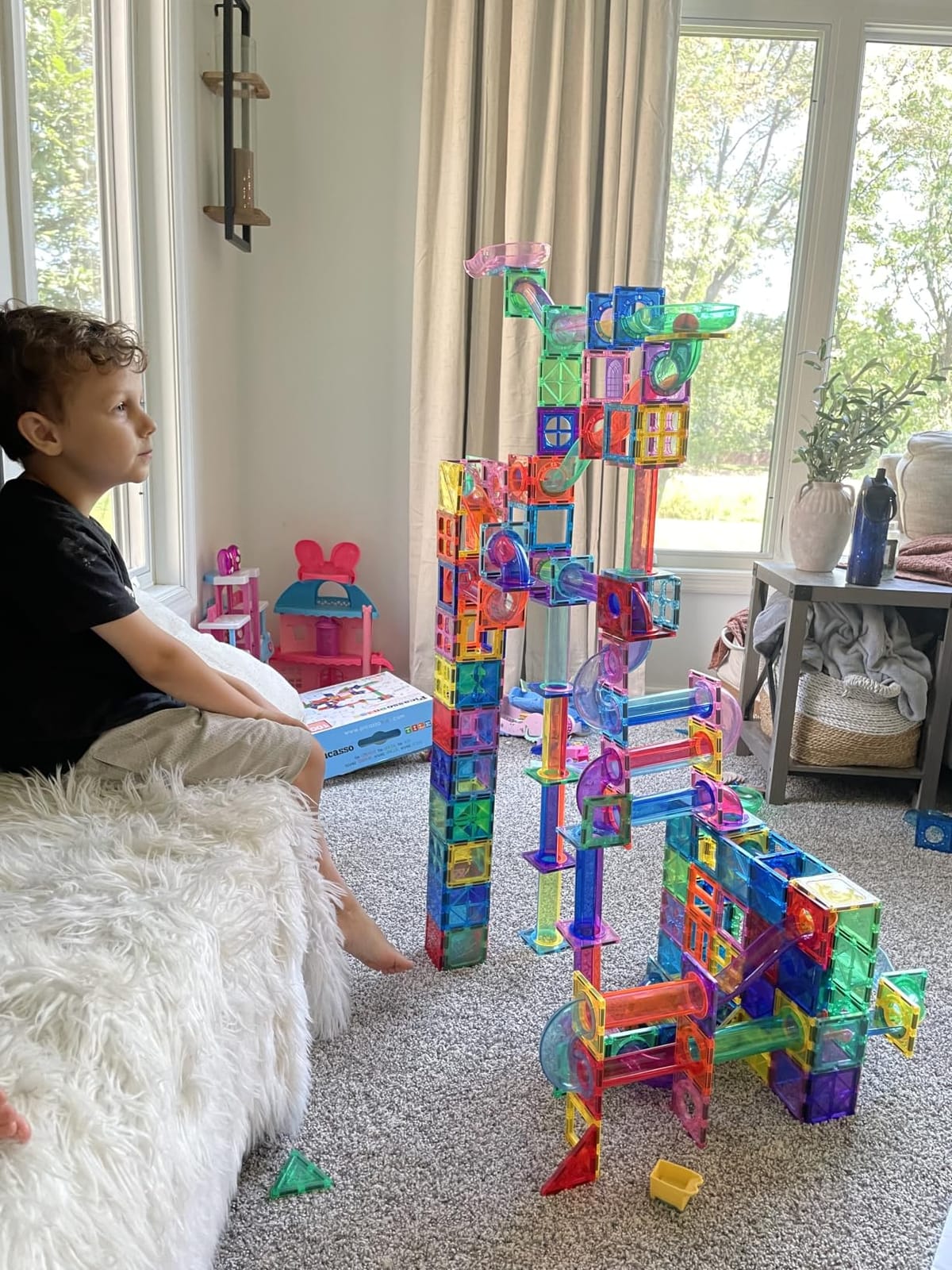 PicassoTiles 100 Piece Marble Run Magnetic Tiles Race Track STEM Ages 3+ customer photo 1