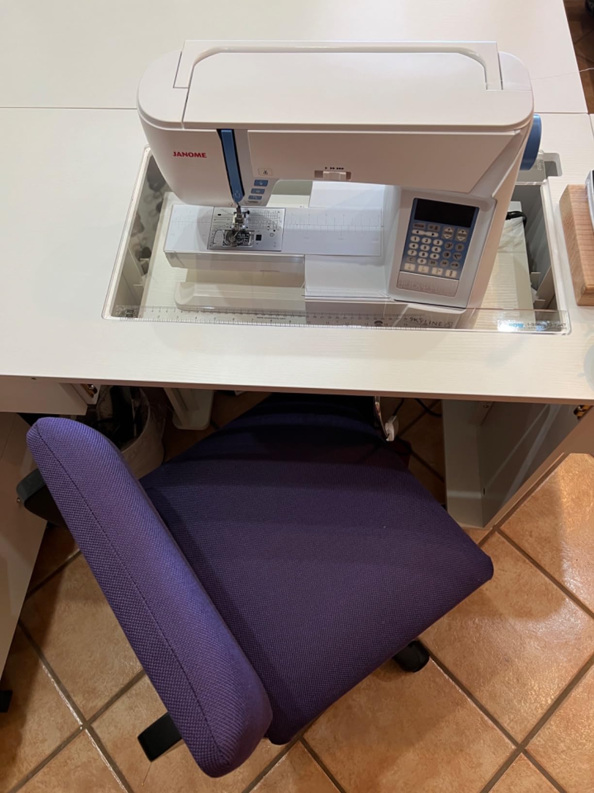 Arrow Sewing H8160 Adjustable Height Hydraulic Sewing and Craft Chair with Under Seat Storage and Solid Fabric, Royal Purple Fabric customer photo 1