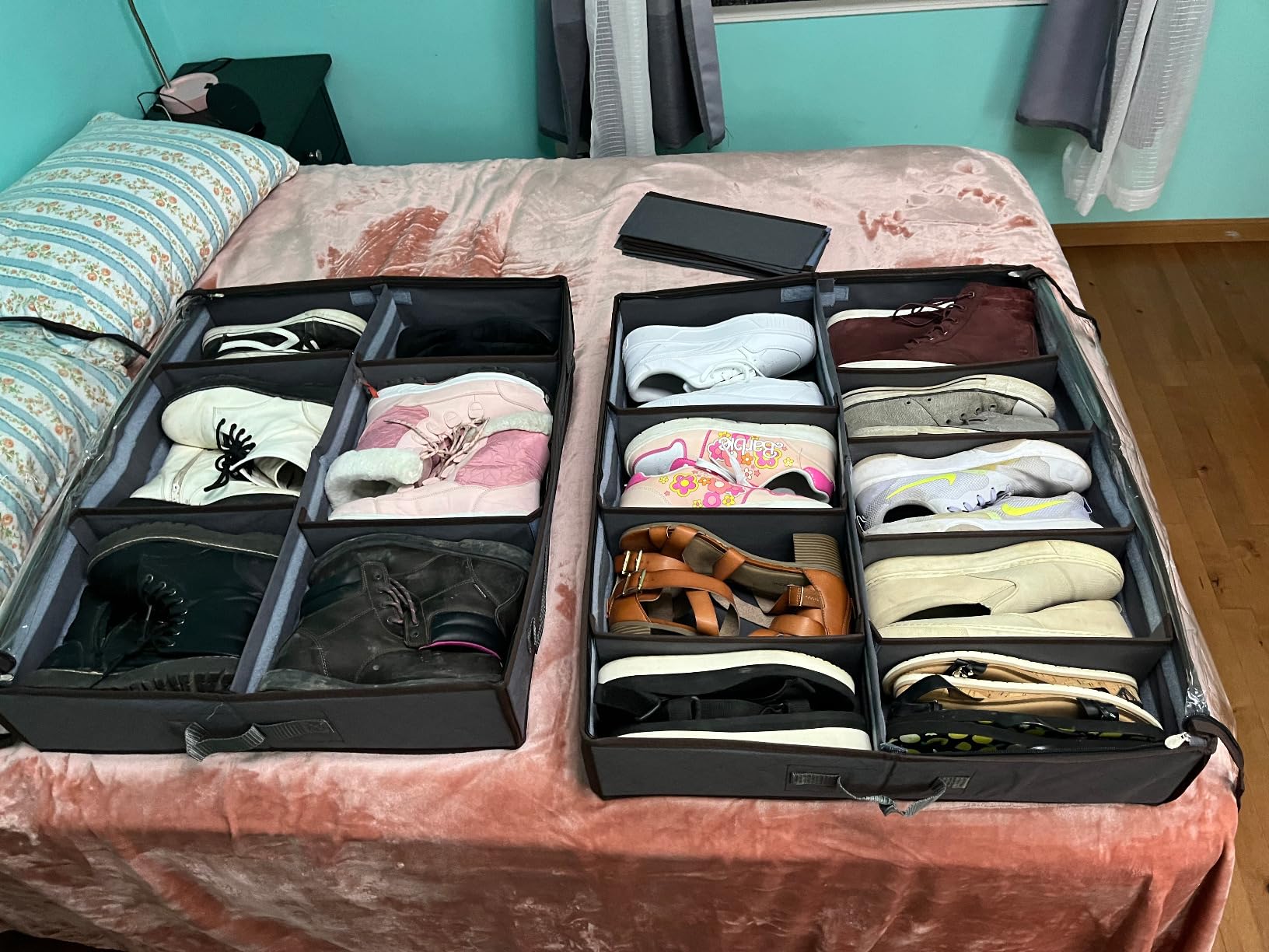 Set of 2, Under Bed Shoe Storage Organizer, Gray customer photo 2