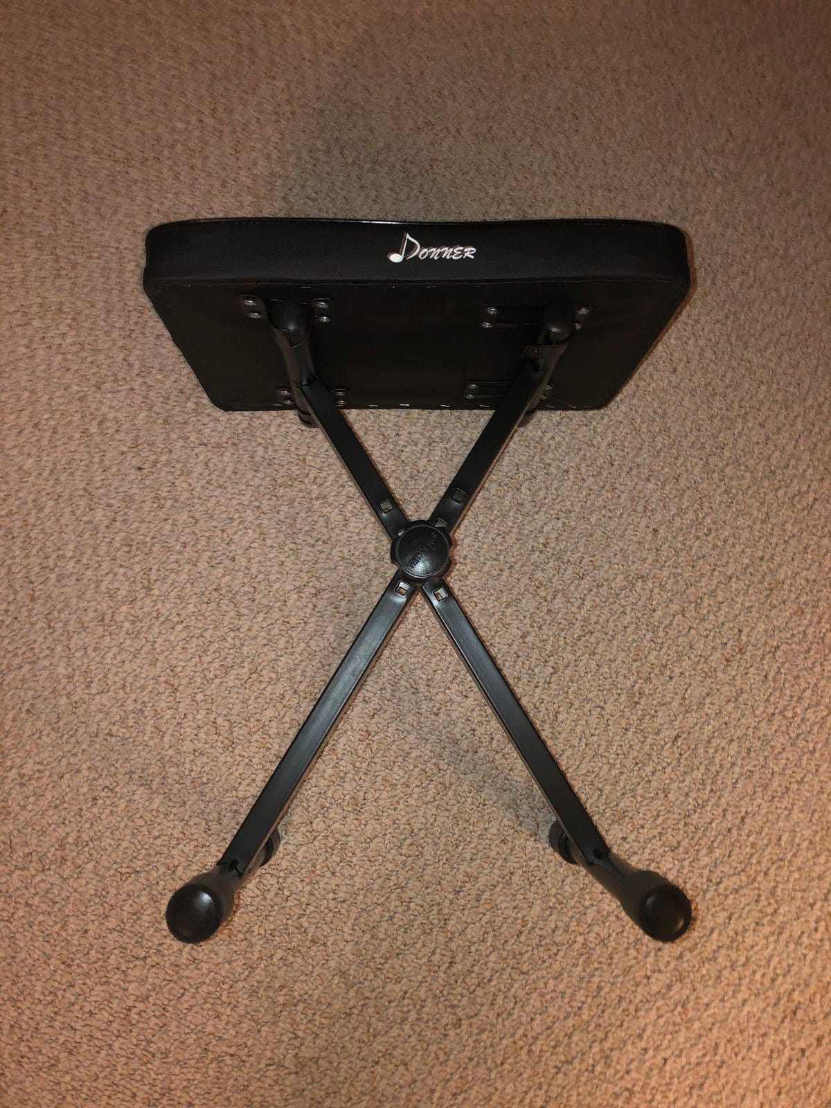 Donner Piano Bench, Adjustable Keyboard Bench Portable Stool Collapsible Chair Foldable Seat X-Style, 2.4 Inch Thickness High-Density Sponge Padded, Non-Skid Design, Black customer photo 1